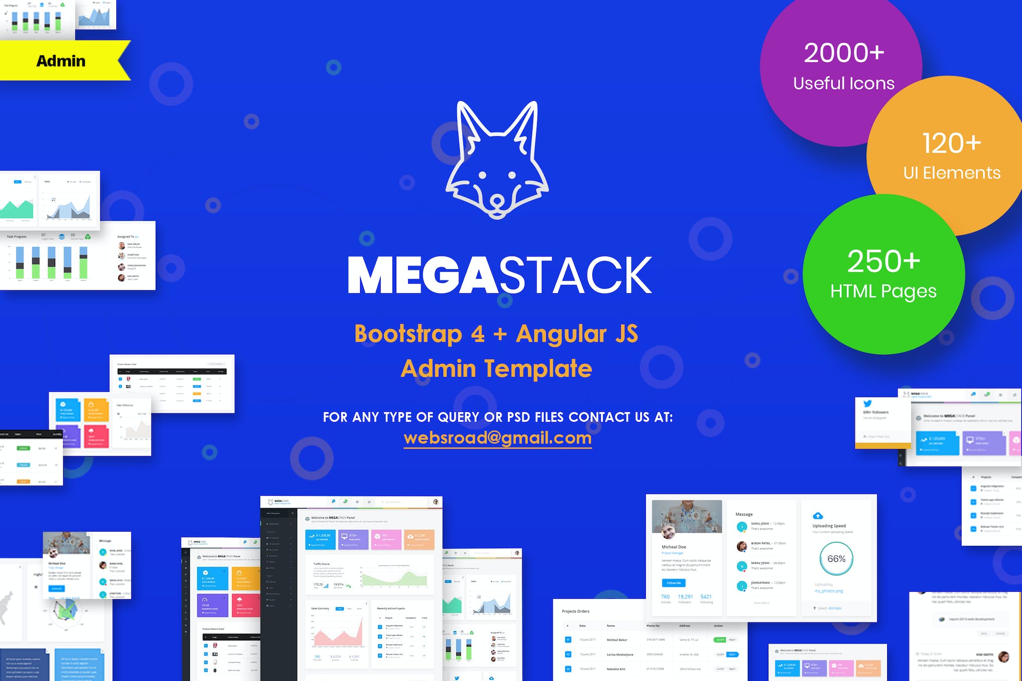 MegaStack – Bootstrap 4 & Angular JS Admin Panel