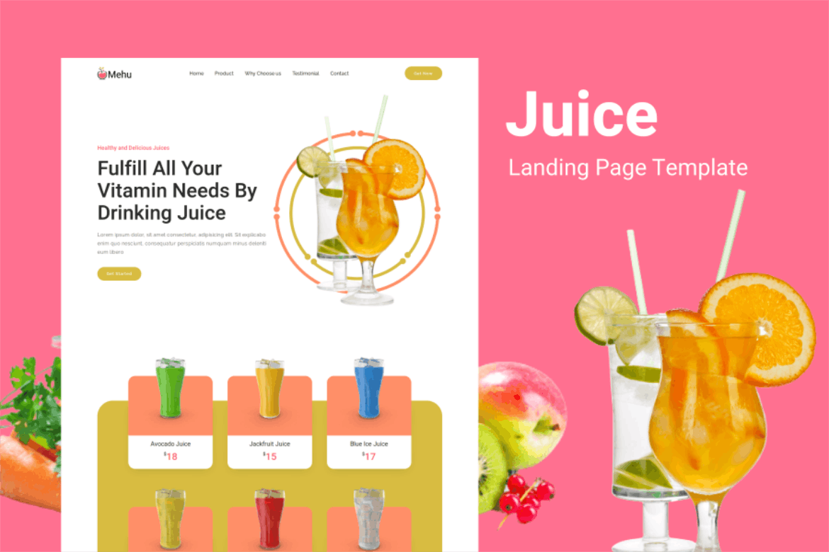 Mehu – Juice Landing Page Template