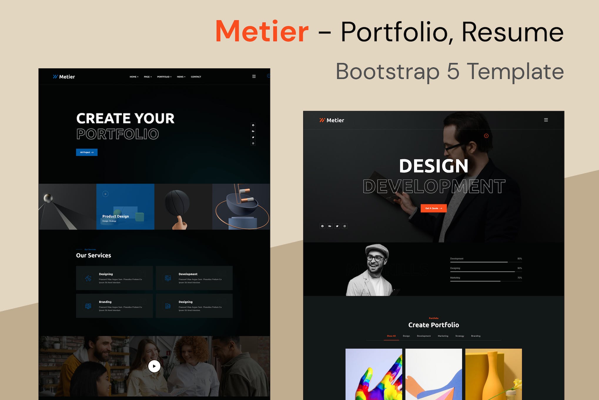 Metier – Portfolio & Resume Bootstrap 5 Template