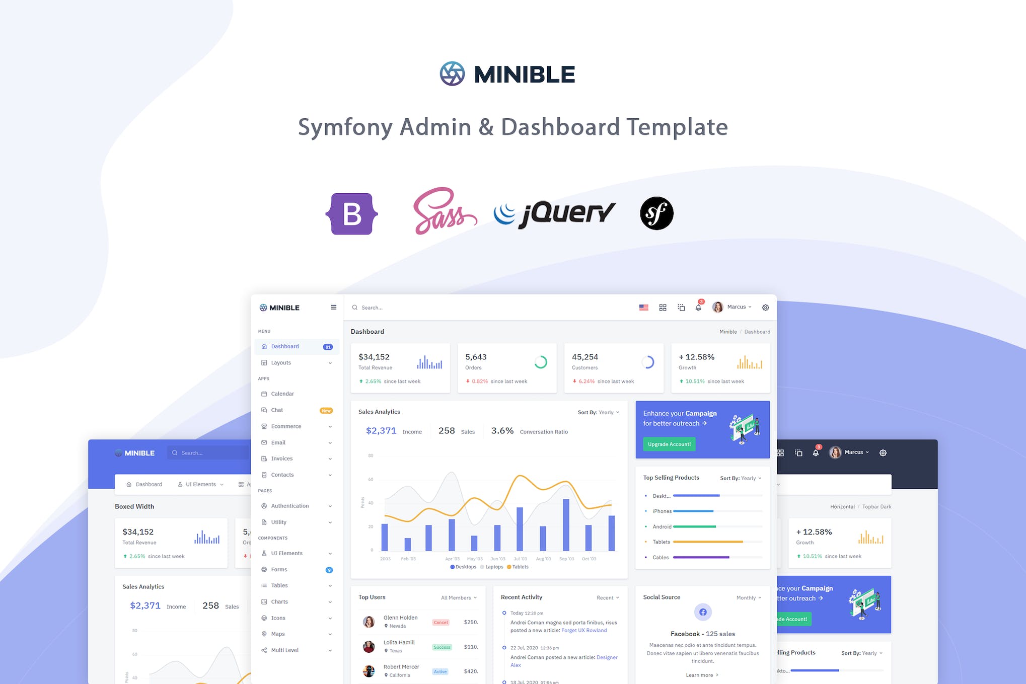 Minible – Symfony Admin & Dashboard Template