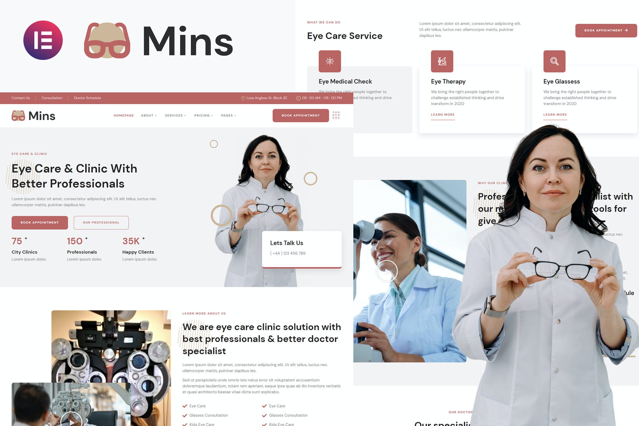 Mins – Eye Care Clinic Services Elementor Template Kit