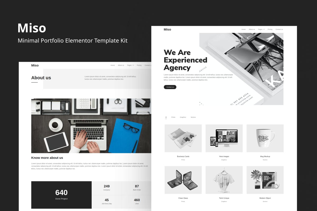 Miso – Minimal Portfolio Elementor Template Kit