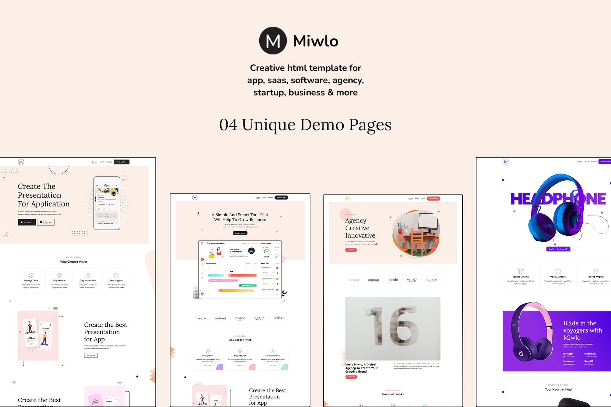 Miwlo – Landing Page HTML Template