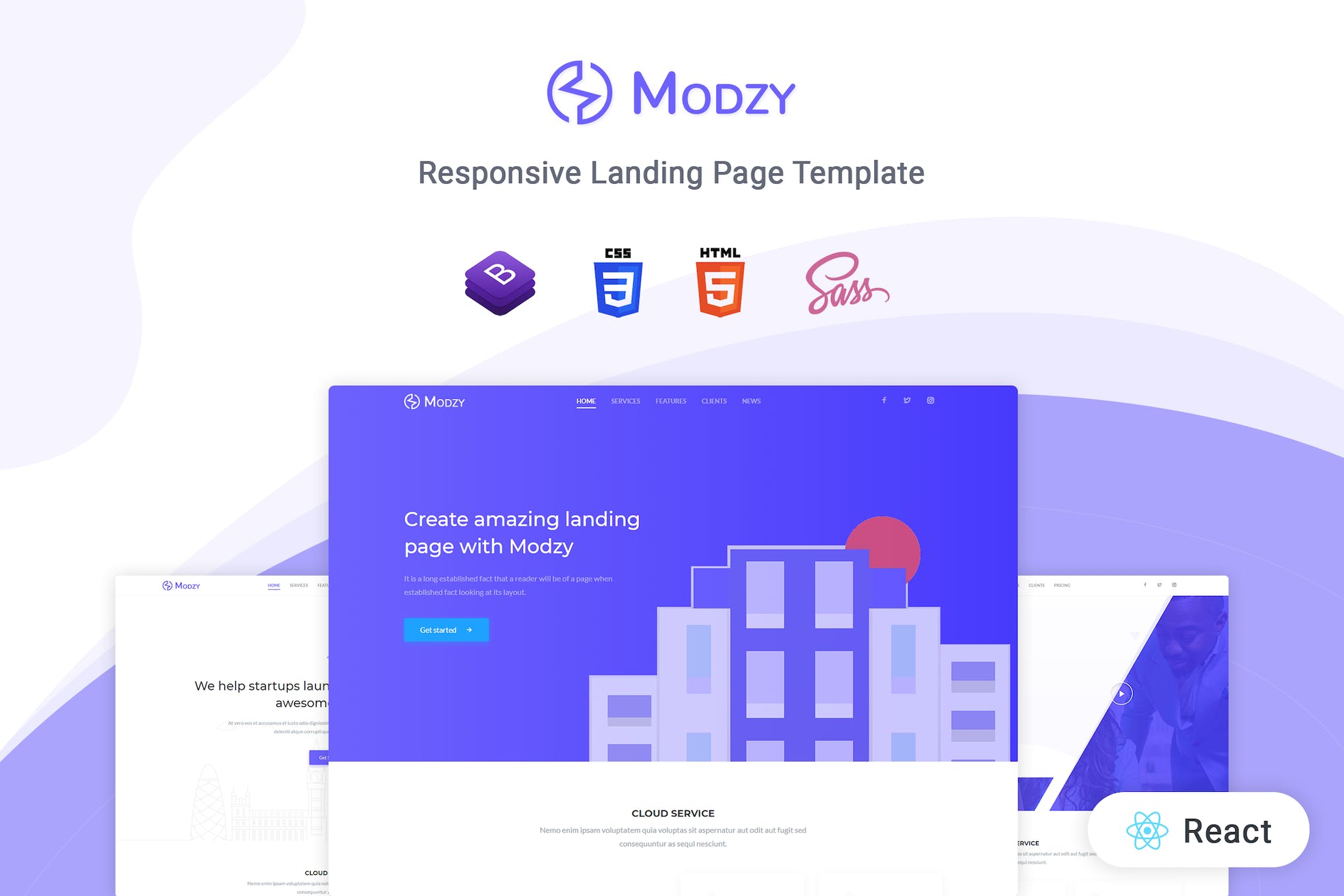 Modzy – React Landing Page Template