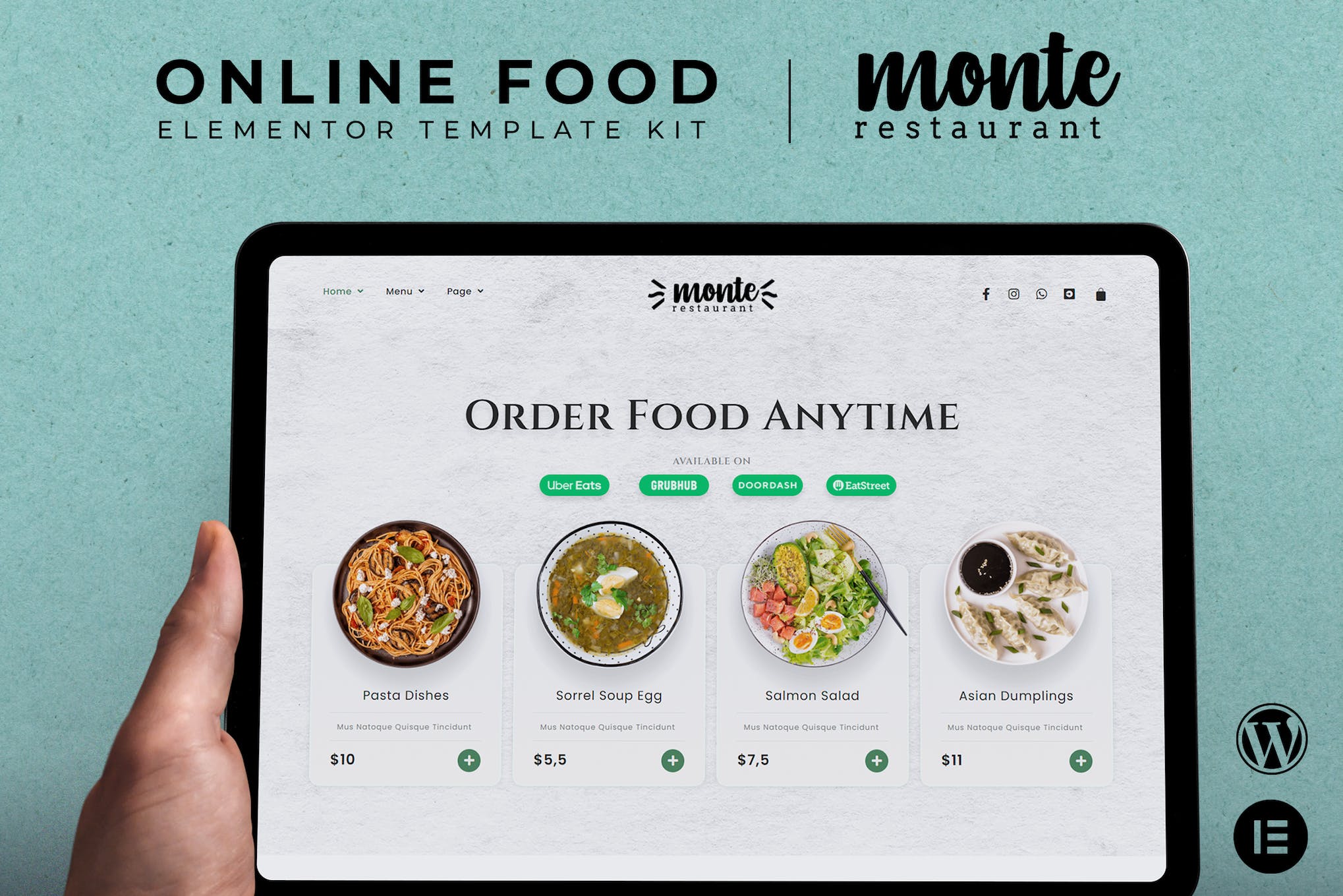 Monte – Online Food Elementor Template Kit