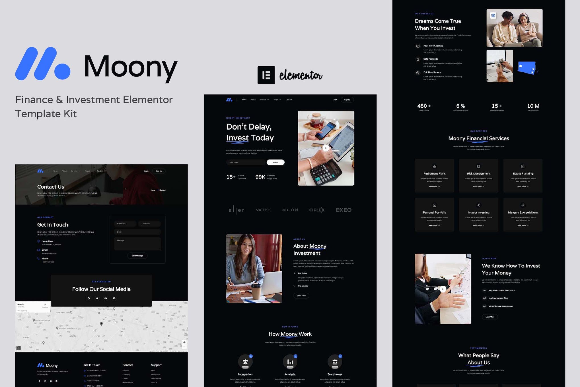 Moony – Finance & Investment Elementor Template Kit