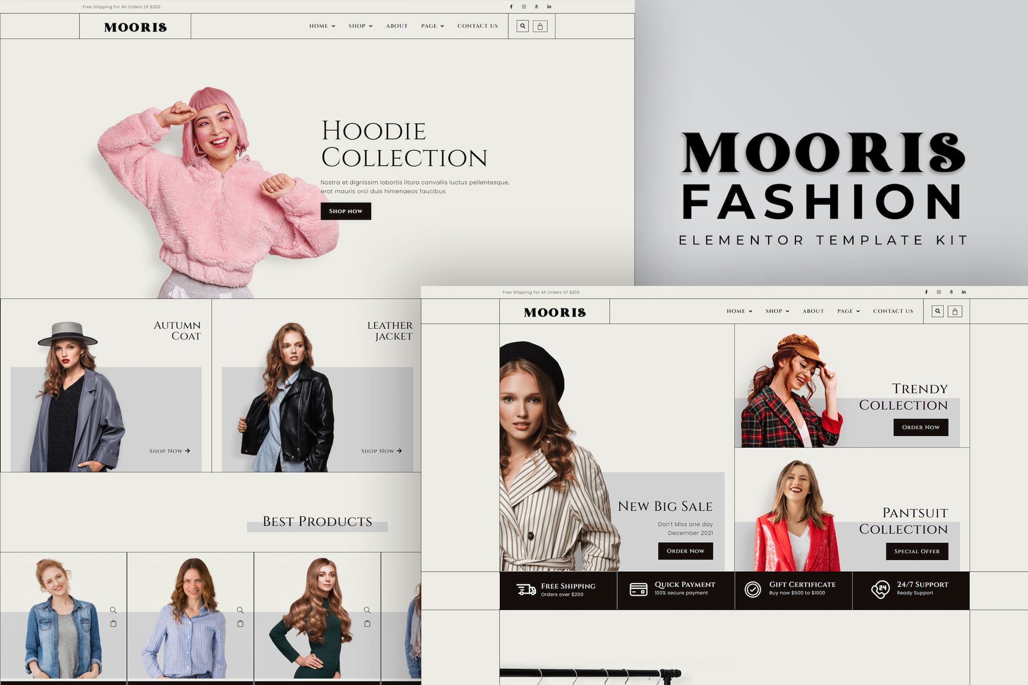 Mooris – WooCommerce Fashion Elementor Template Kit