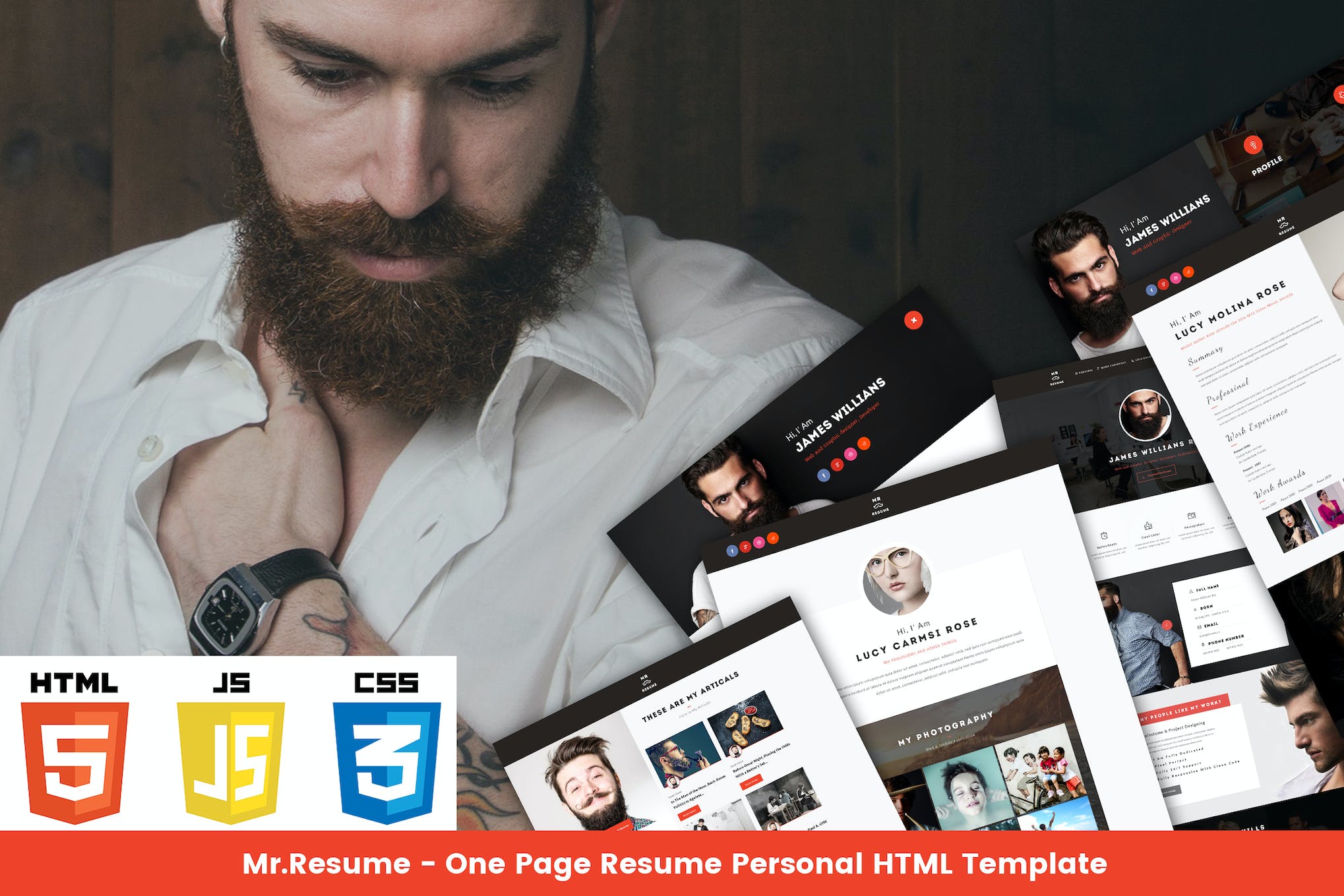 Mr Resume – One Page Resume Personal HTML Template