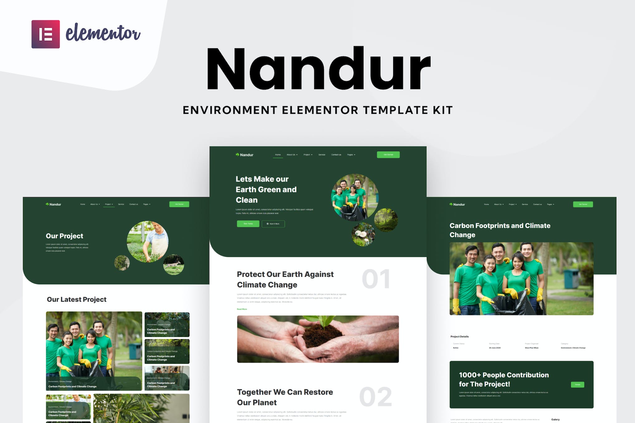 Nandur – Enviromental Elementor Template Kit