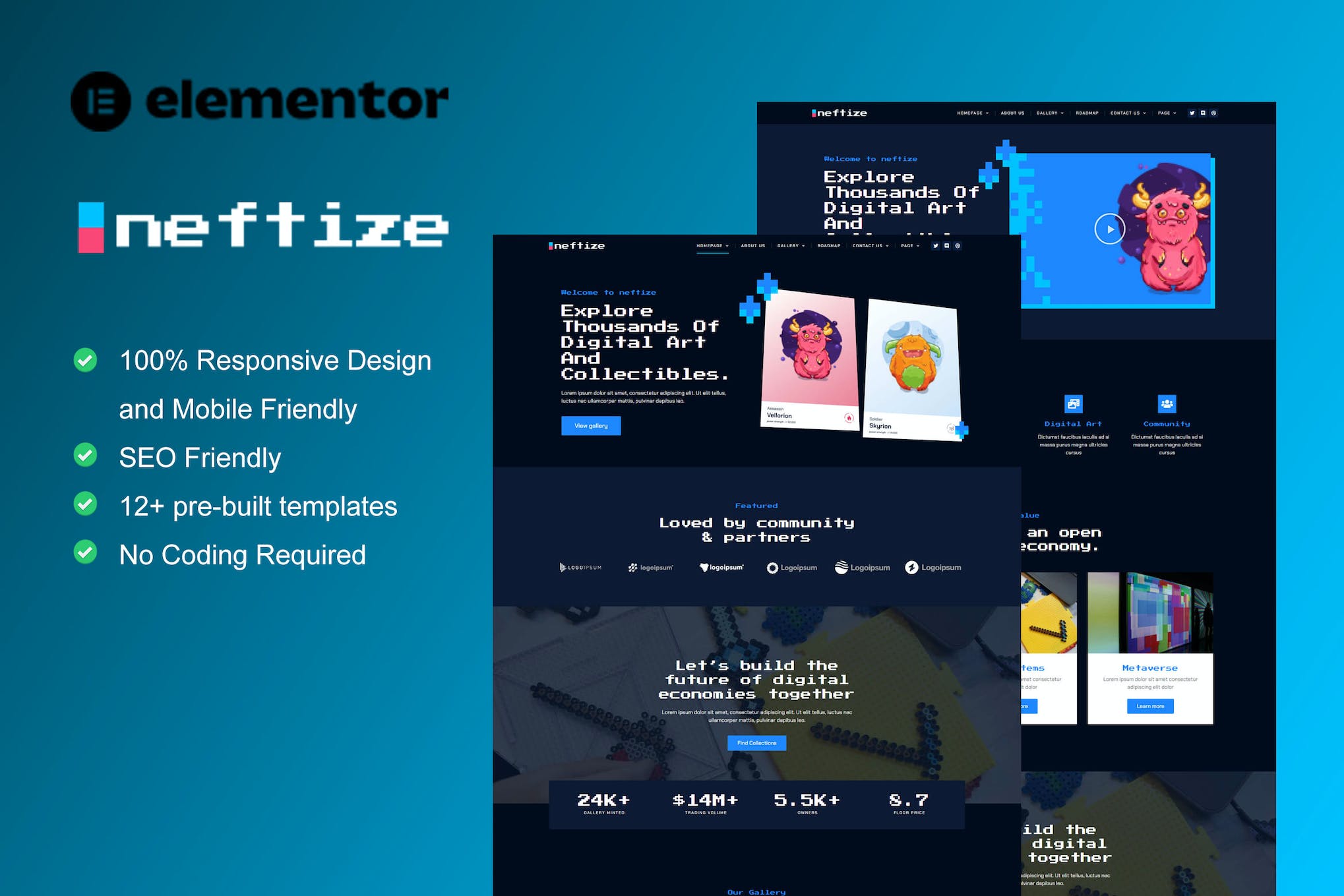 Neftize – NFT Portfolio & Digital Items Elementor Template Kit