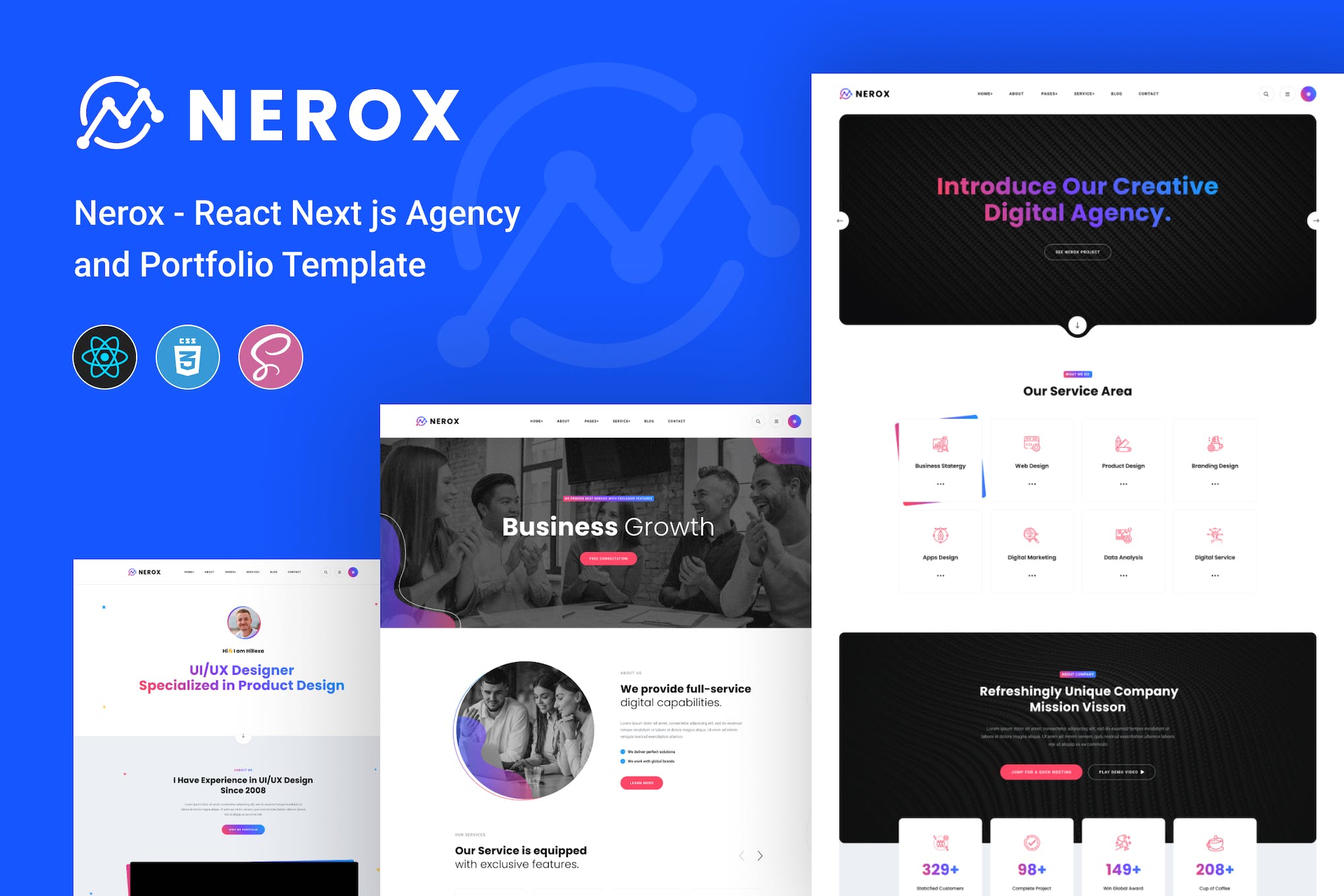 Nerox – React Next js Agency & Portfolio Template