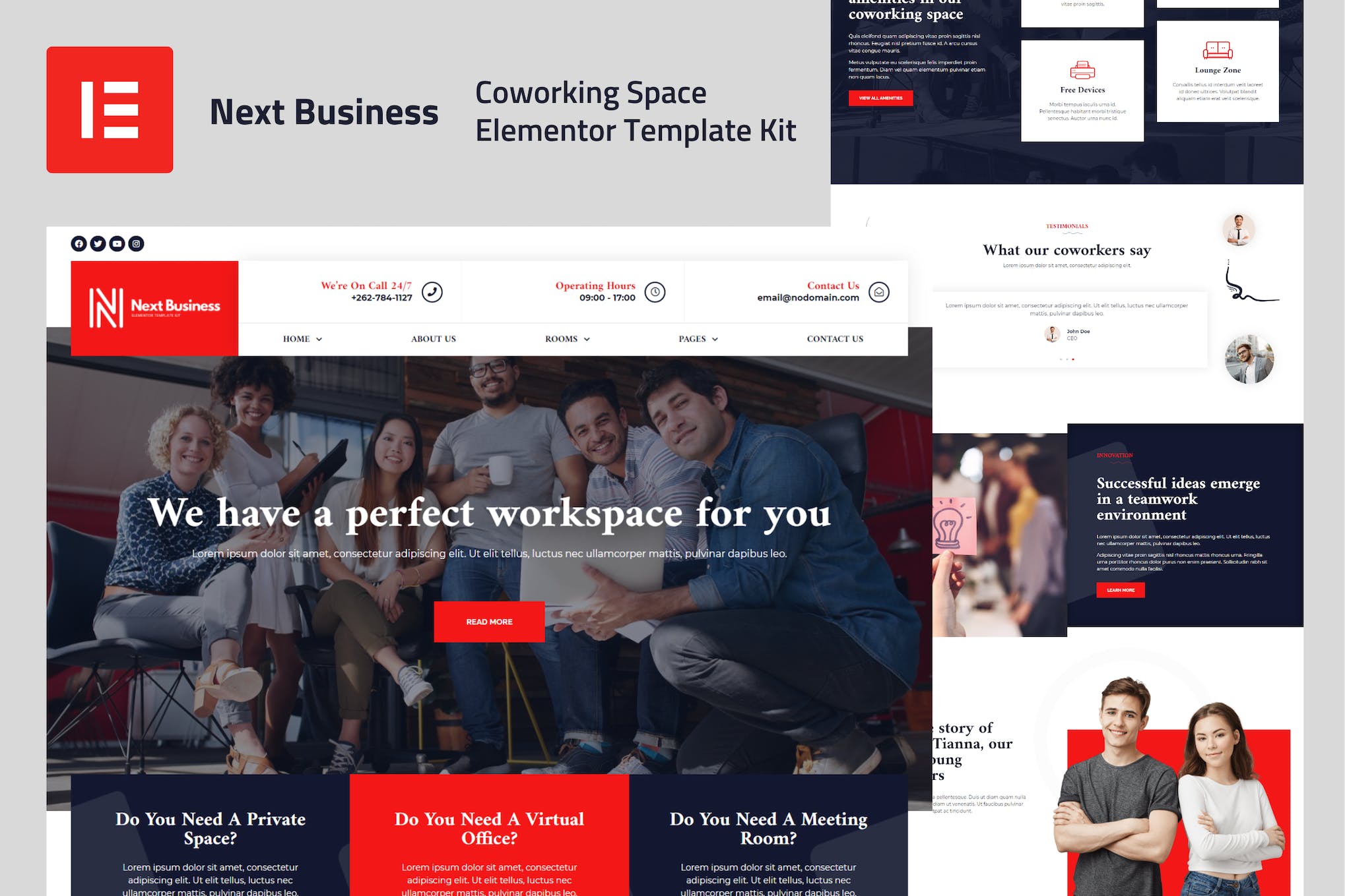 Next Business – Coworking Space Elementor Template Kit