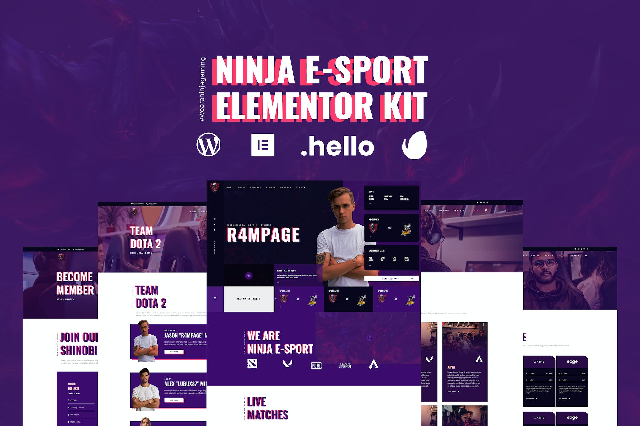 Ninja – Esports & Gaming Elementor Template Kit