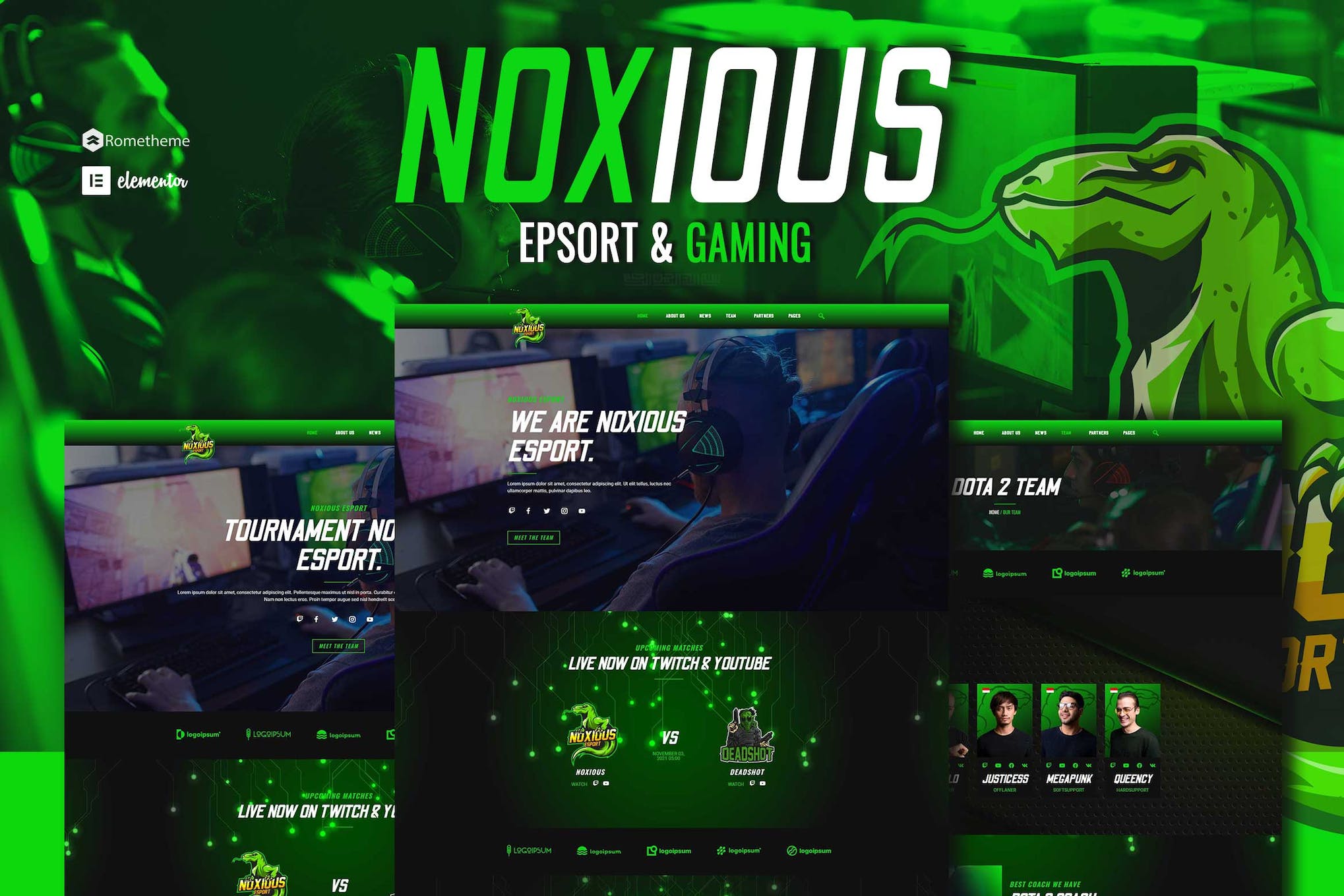 Noxious – Esport & Gaming Elementor Template kit