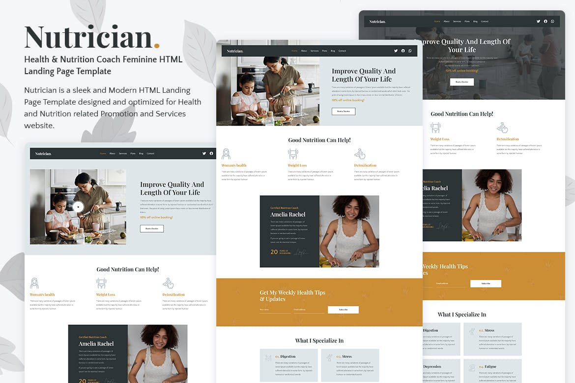 Nutrician – Health & Nutrition Coach Landing Page