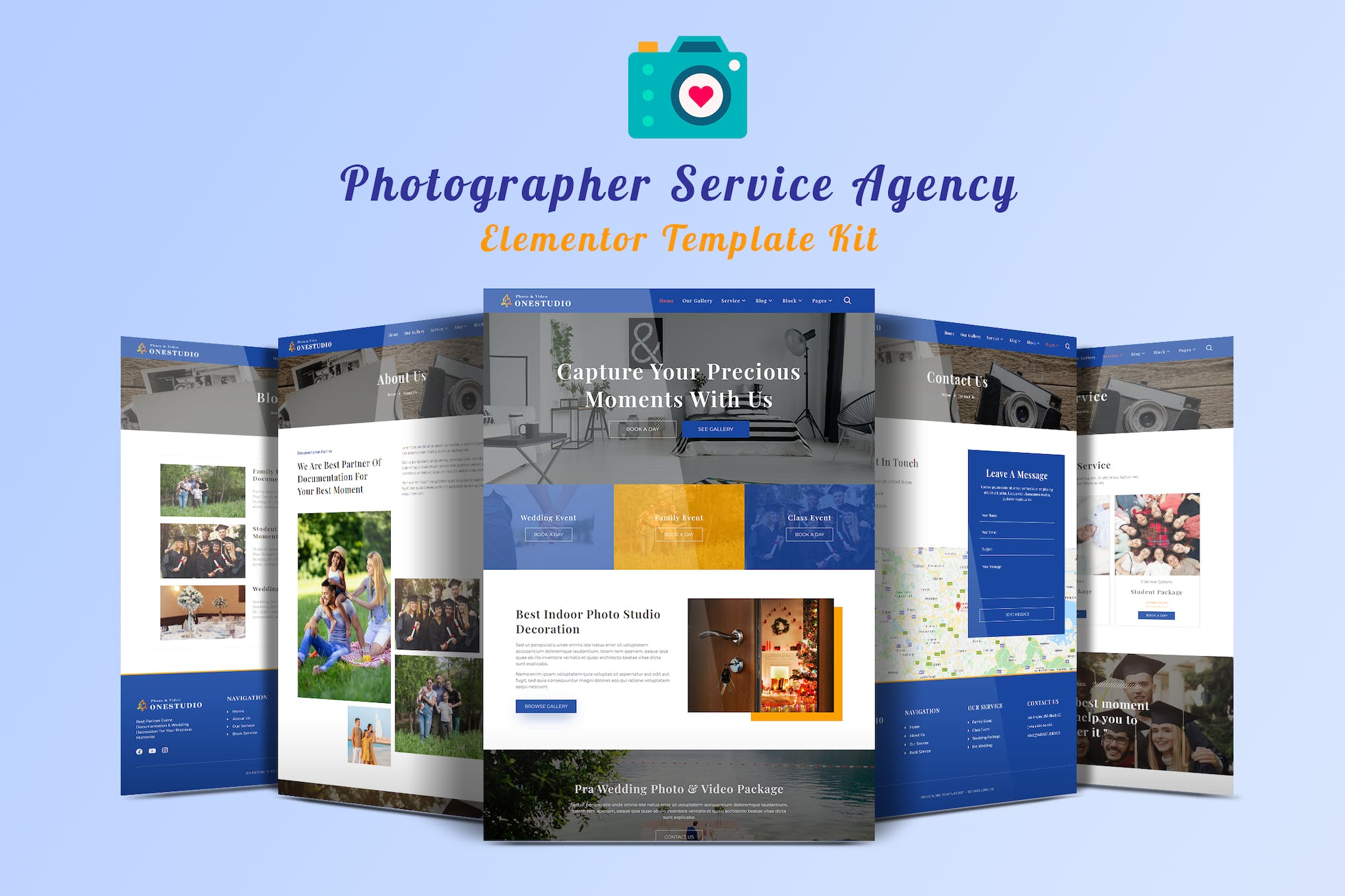 Onestudio – Photographer Agency Service Elementor Template Kit