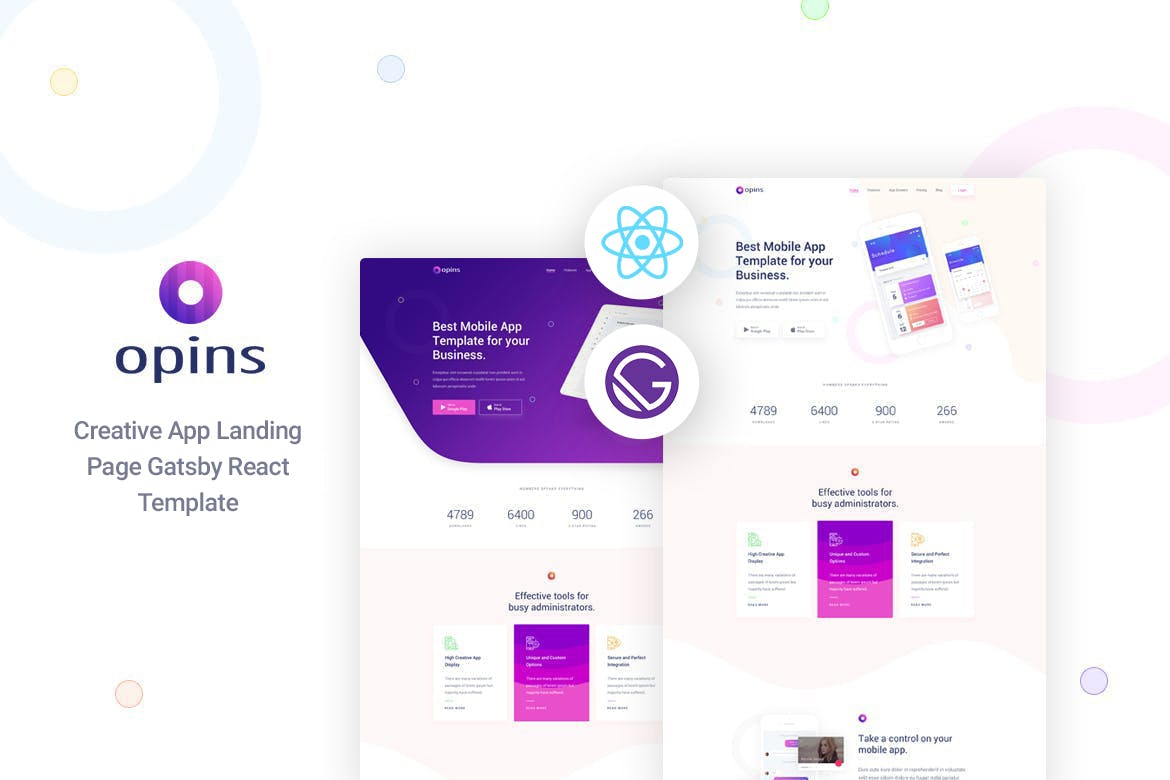 Opins – Gatsby React App Landing Page Template