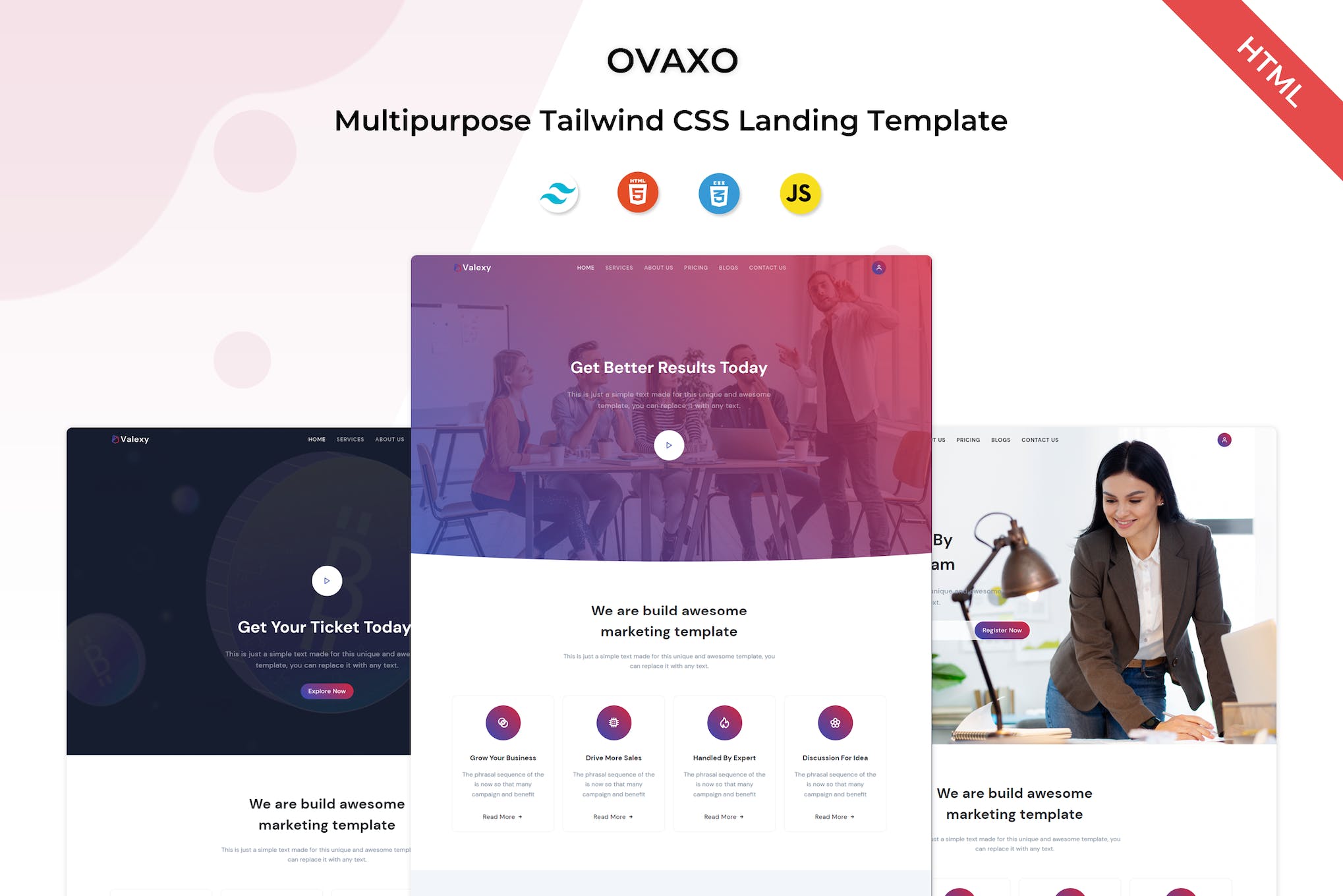 Ovaxo – Tailwind CSS Multipurpose Landing Template