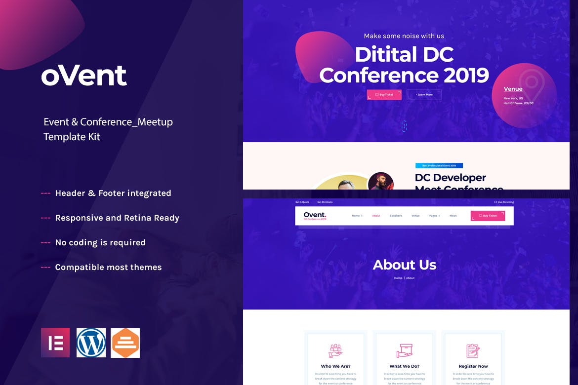 Ovent – Event Conference & Meetup  Elementor Template Kit