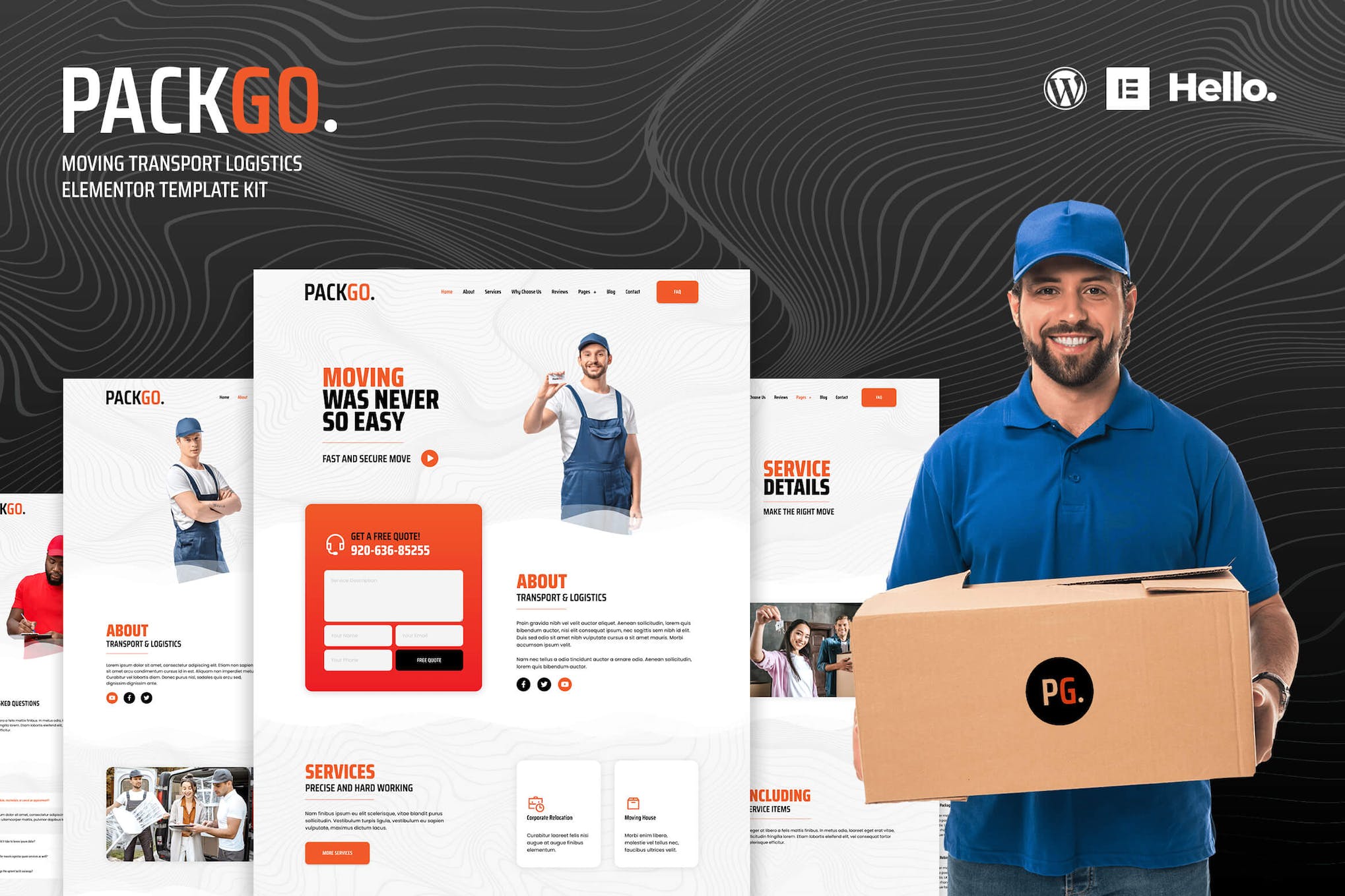 PackGo – Moving Transport Logistics Elementor Template Kit