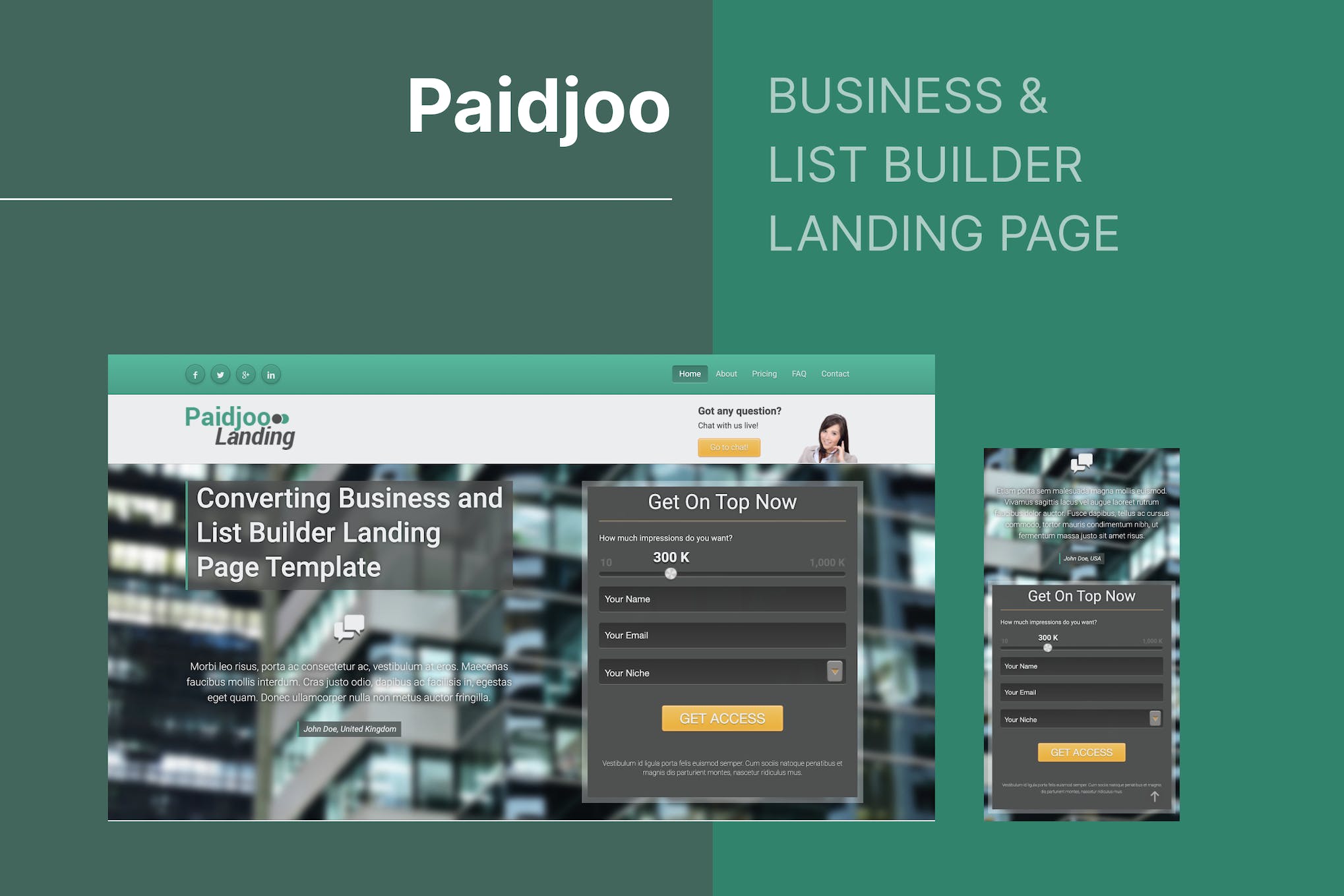 Paidjoo – Business & List Builder Landing Page