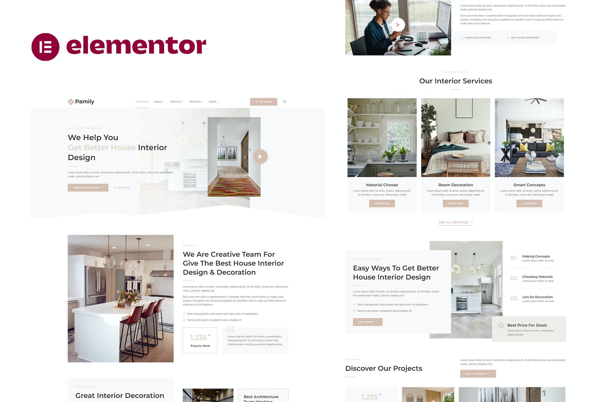 Pamily – House Interior Design Elementor Template Kit