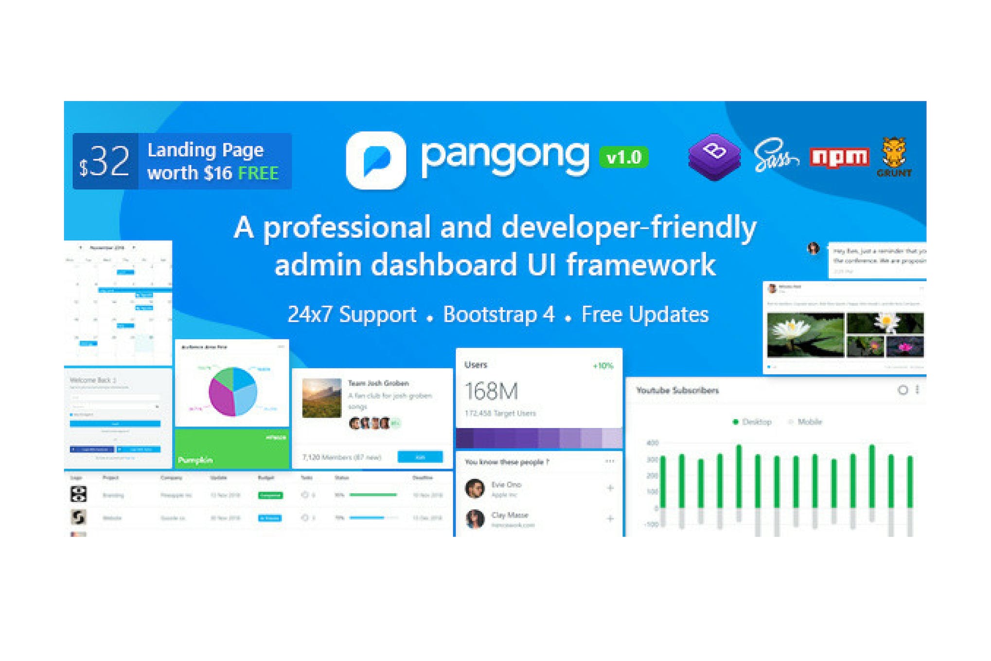 Pangong – Developer-friendly Bootstrap 4 Admin