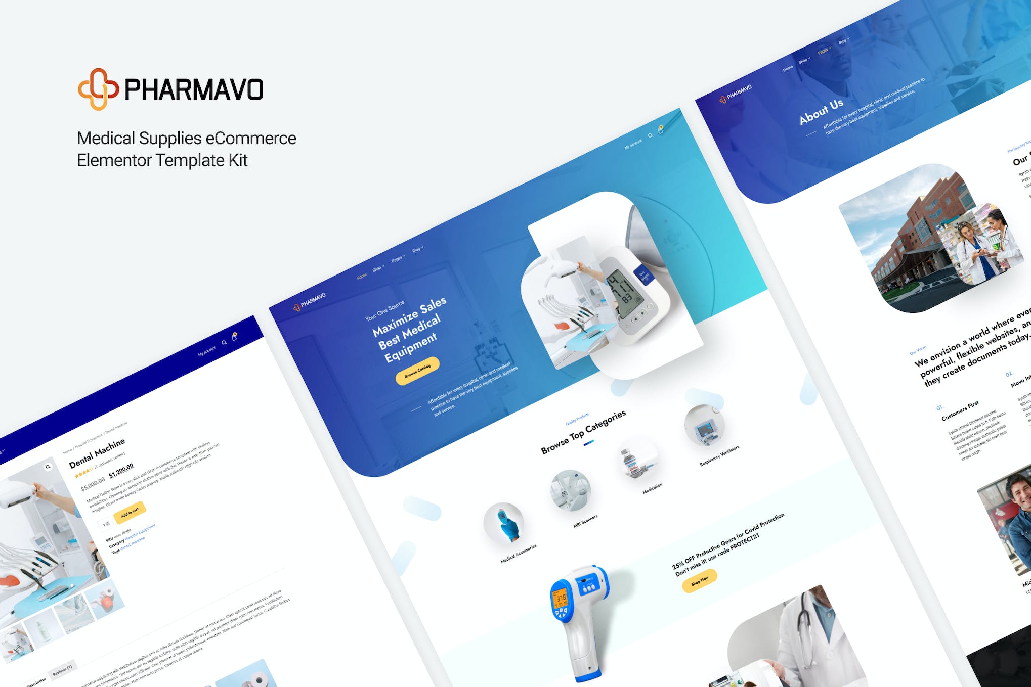 Pharmavo | Medical Supplies eCommerce Elementor Template Kit