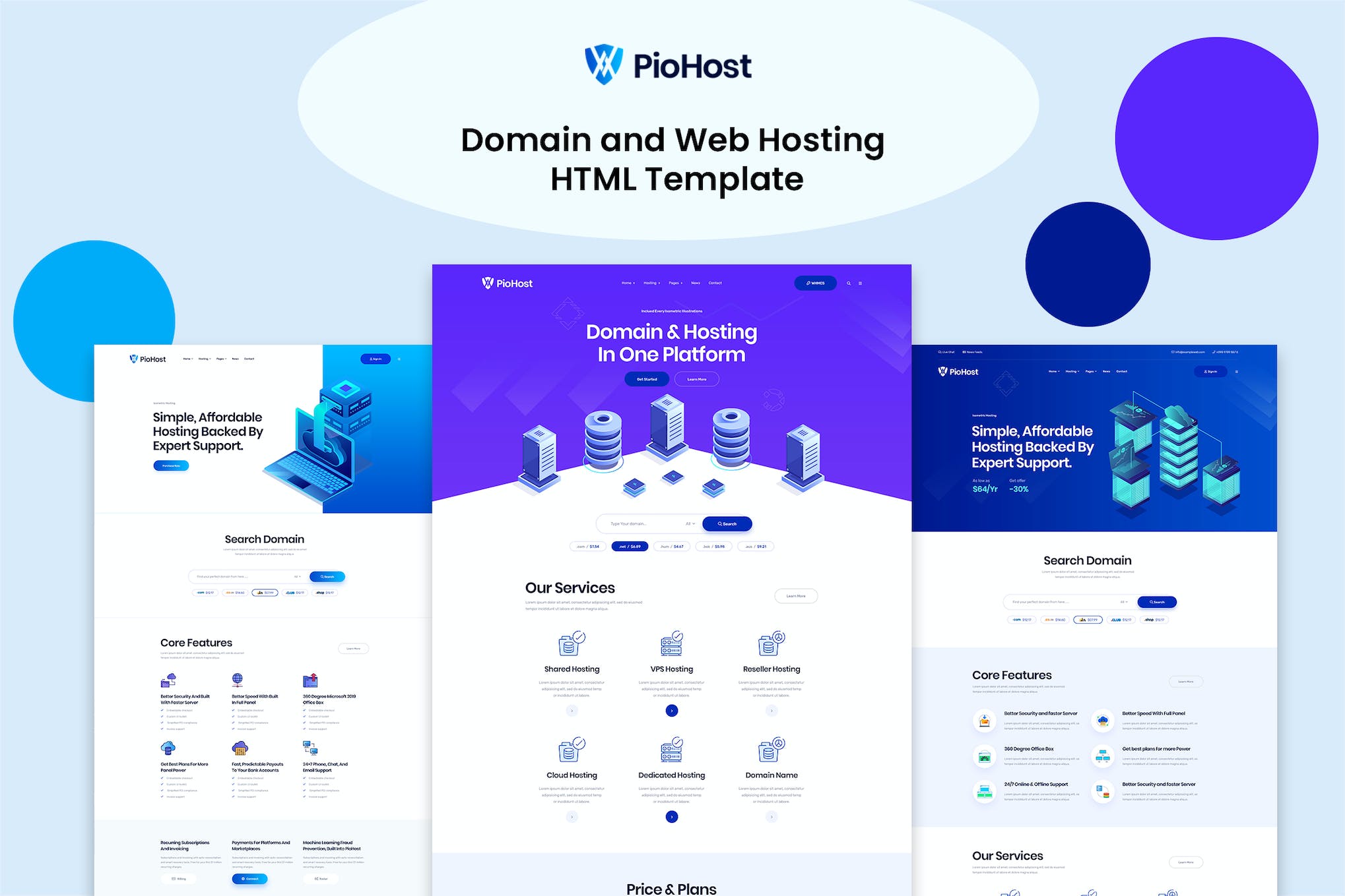 Piohost – Domain and Web Hosting HTML5 Template