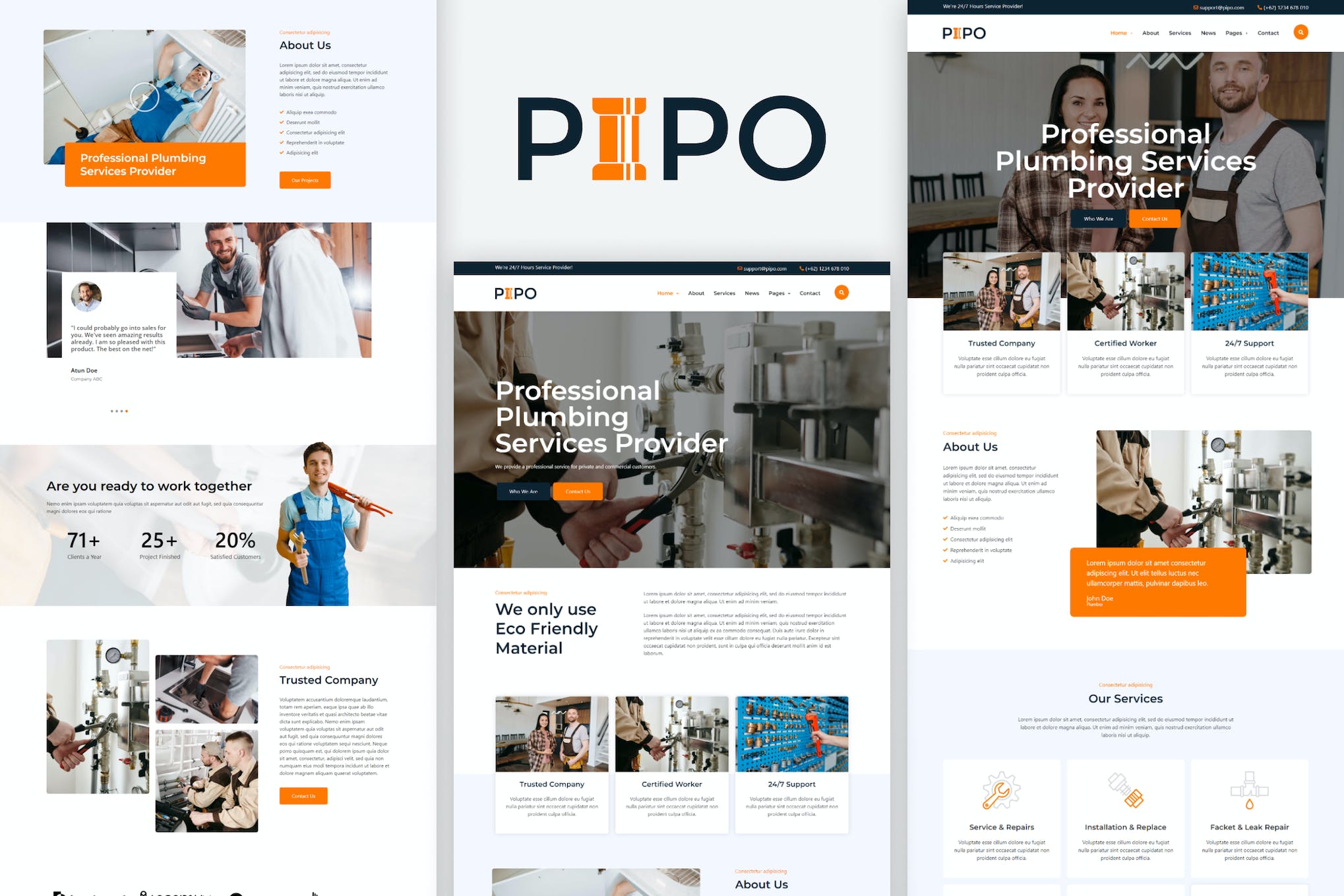 Pipo – Plumber Services Elementor Template Kit