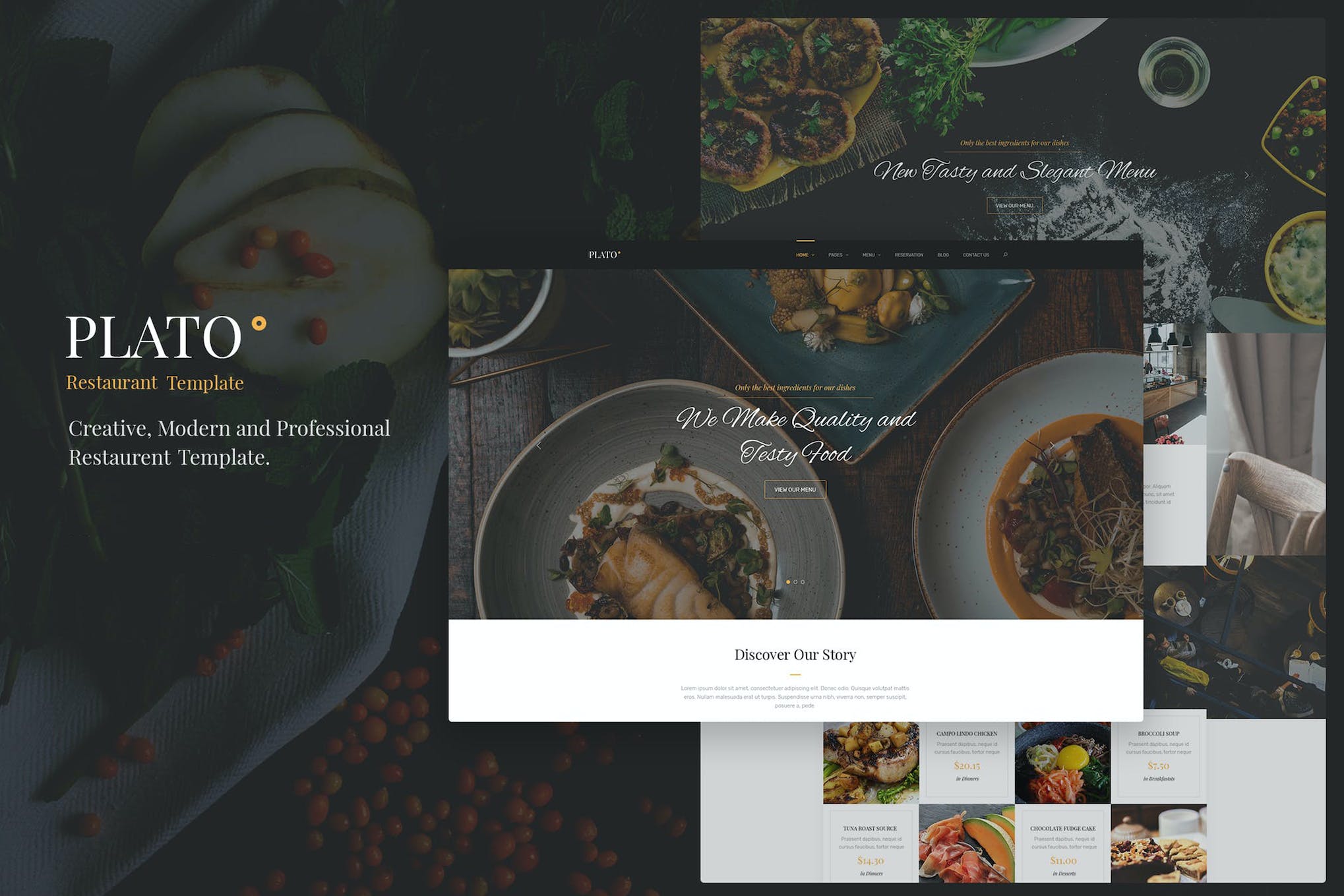 Plato – Restaurant & Food One Page HTML5 Template