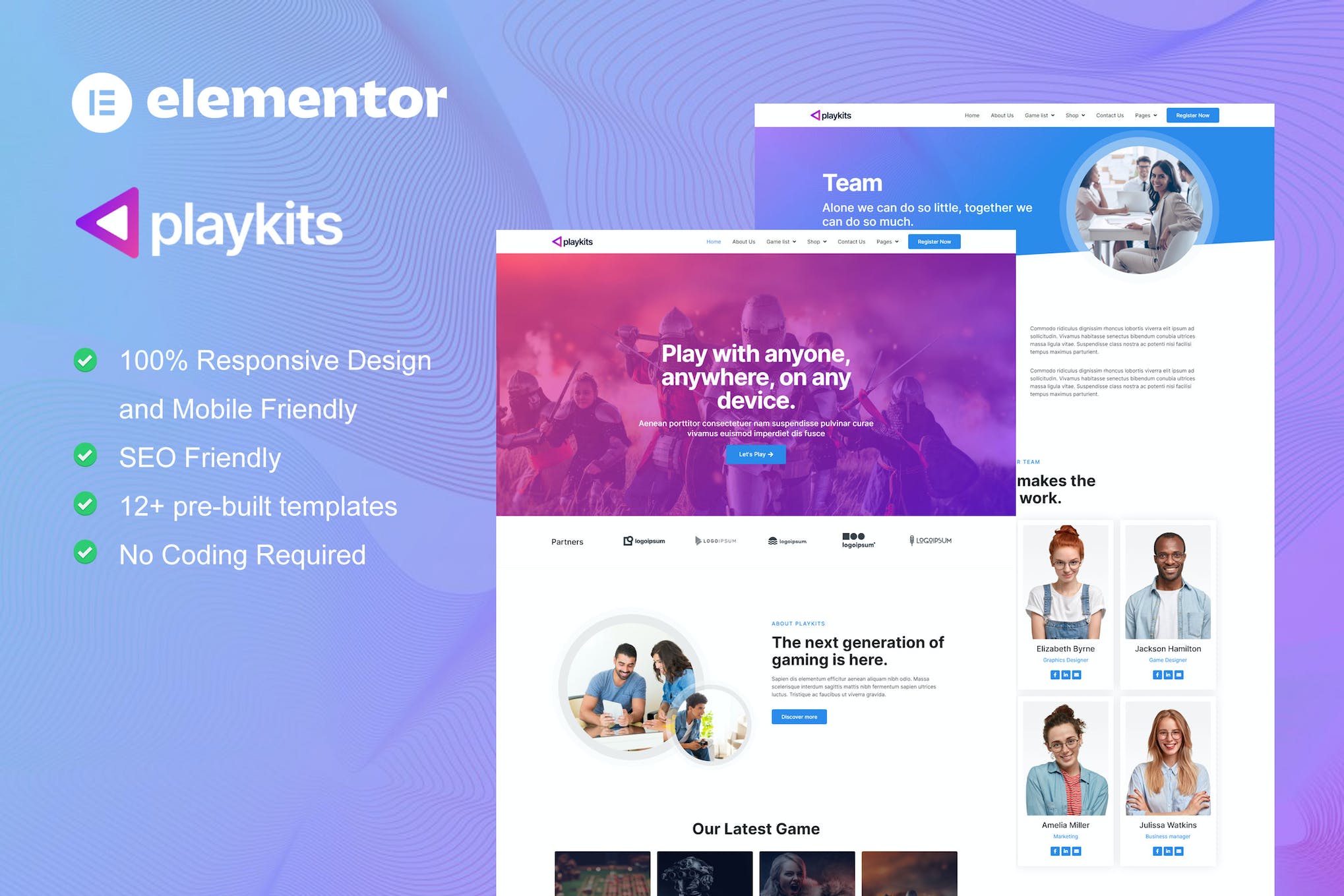 Playkits – Video Game Publisher & Shop Elementor Template Kit