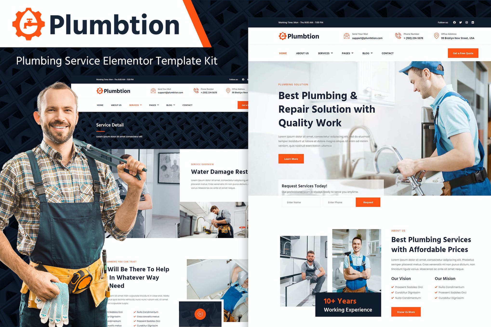 Plumbtion – Plumbing Services Elementor Template Kit