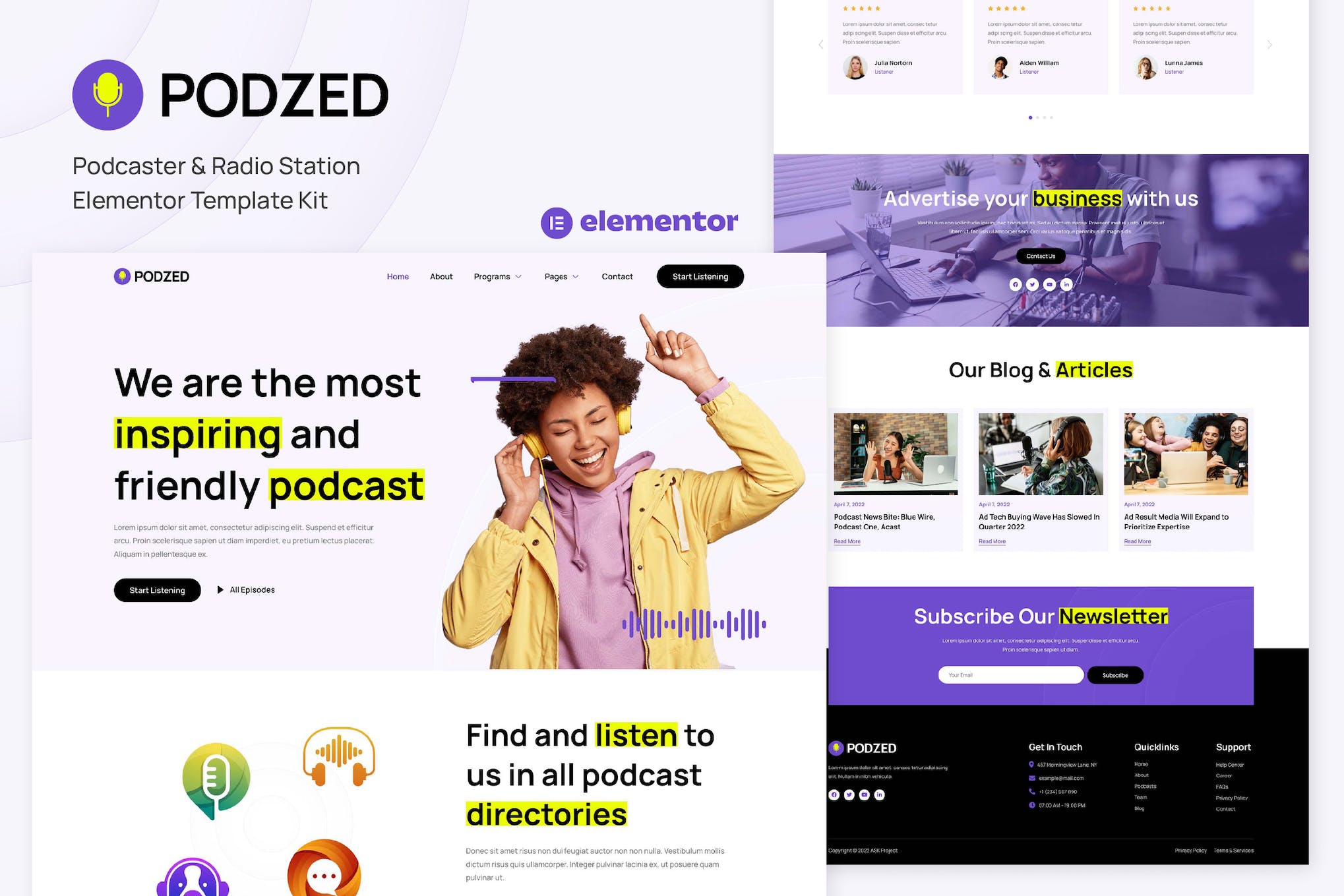 Podzed – Podcaster & Radio Station Elementor Template Kit