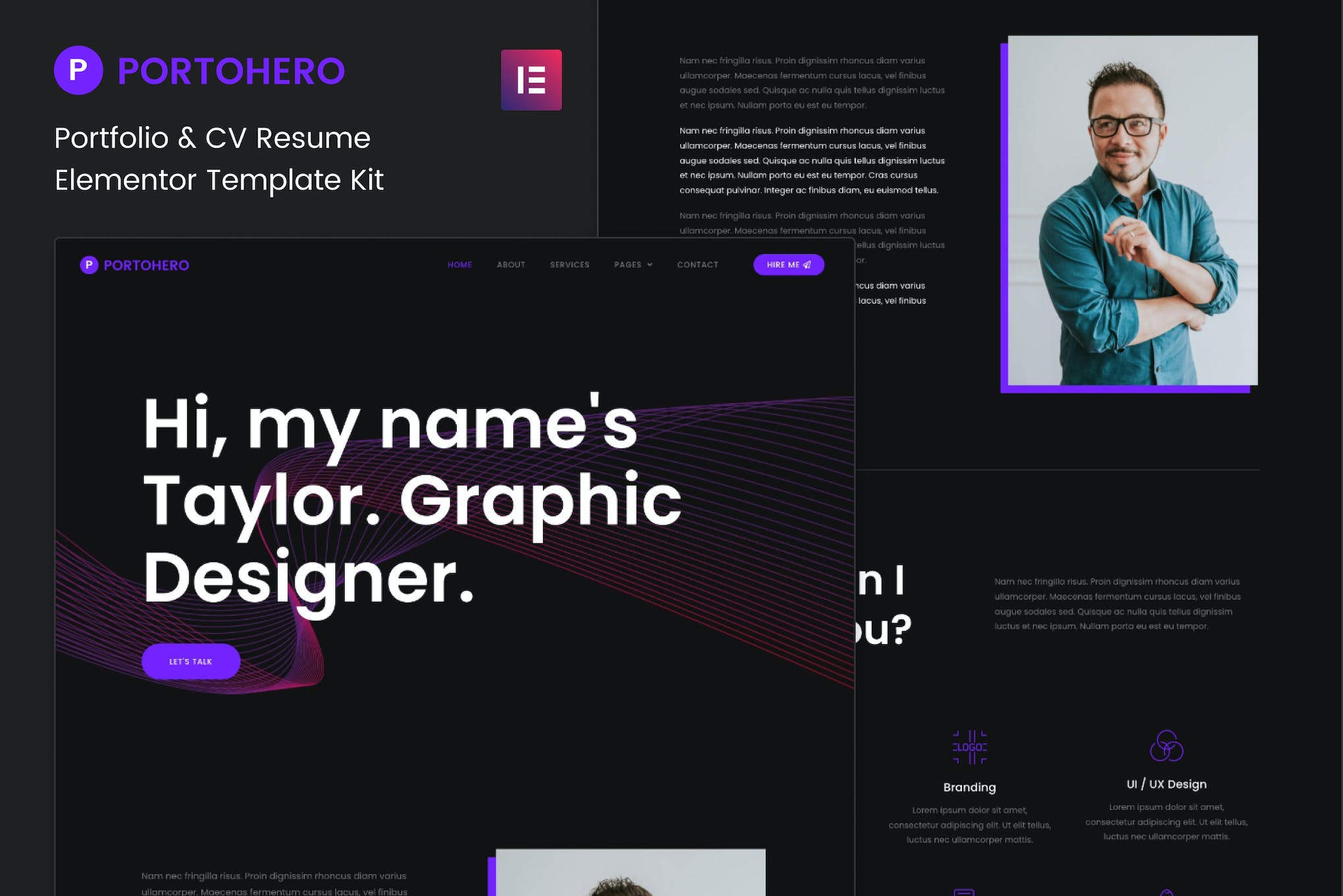 Portohero – Personal Portfolio & CV Elementor Template Kit