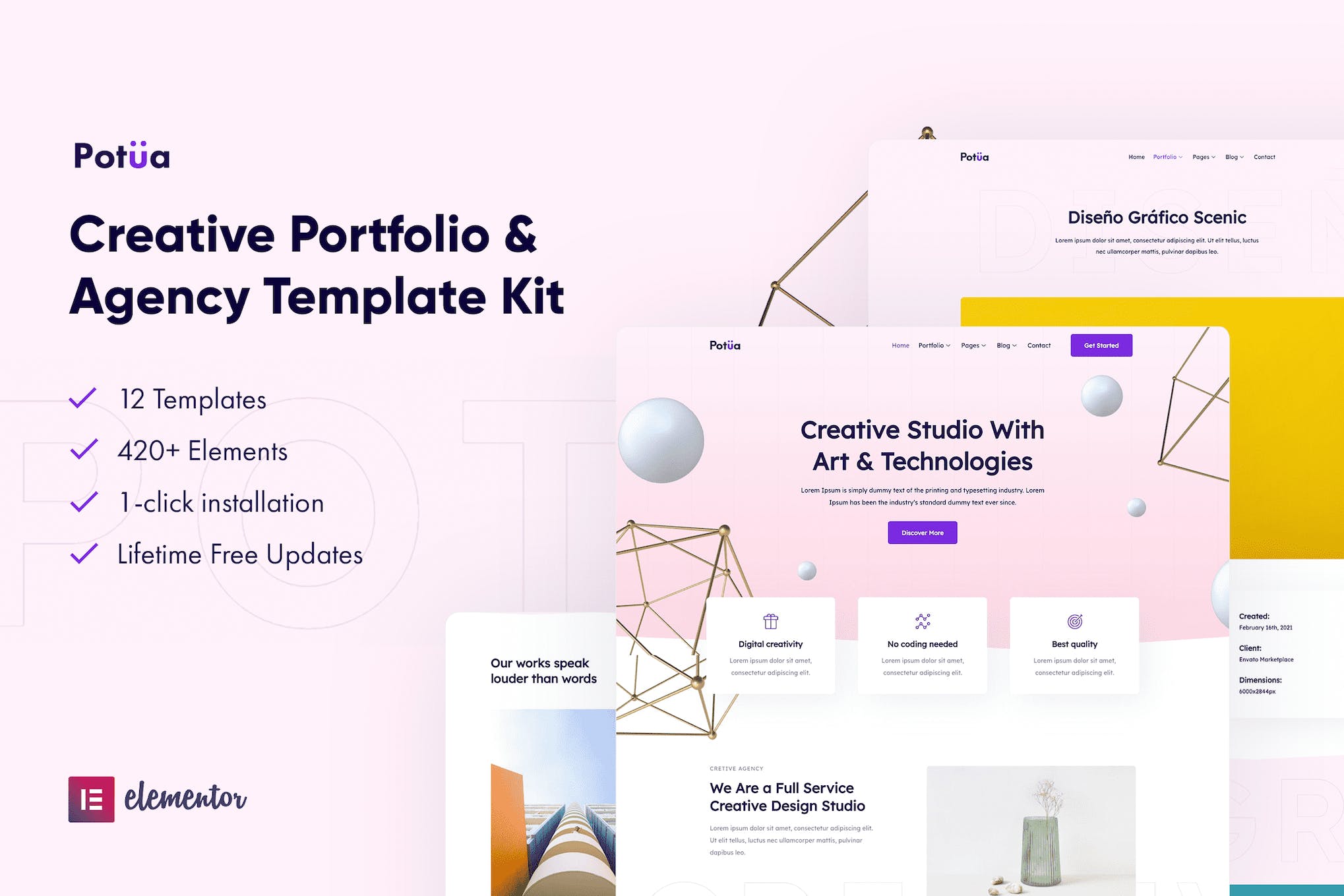 Potua – Creative Portfolio & Agency Elementor Template Kit