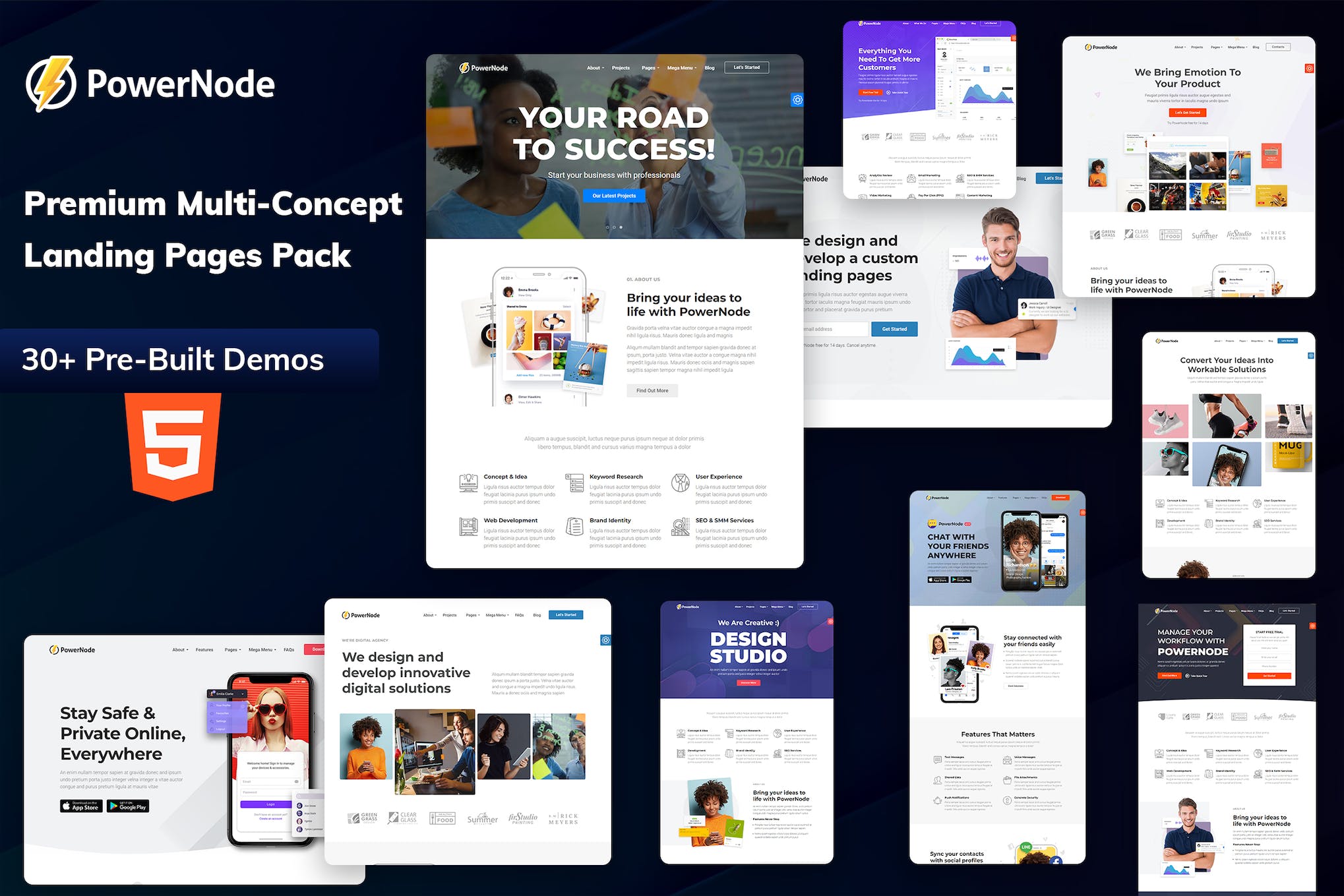 PowerNode – Multi-Concept Landing Pages HTML