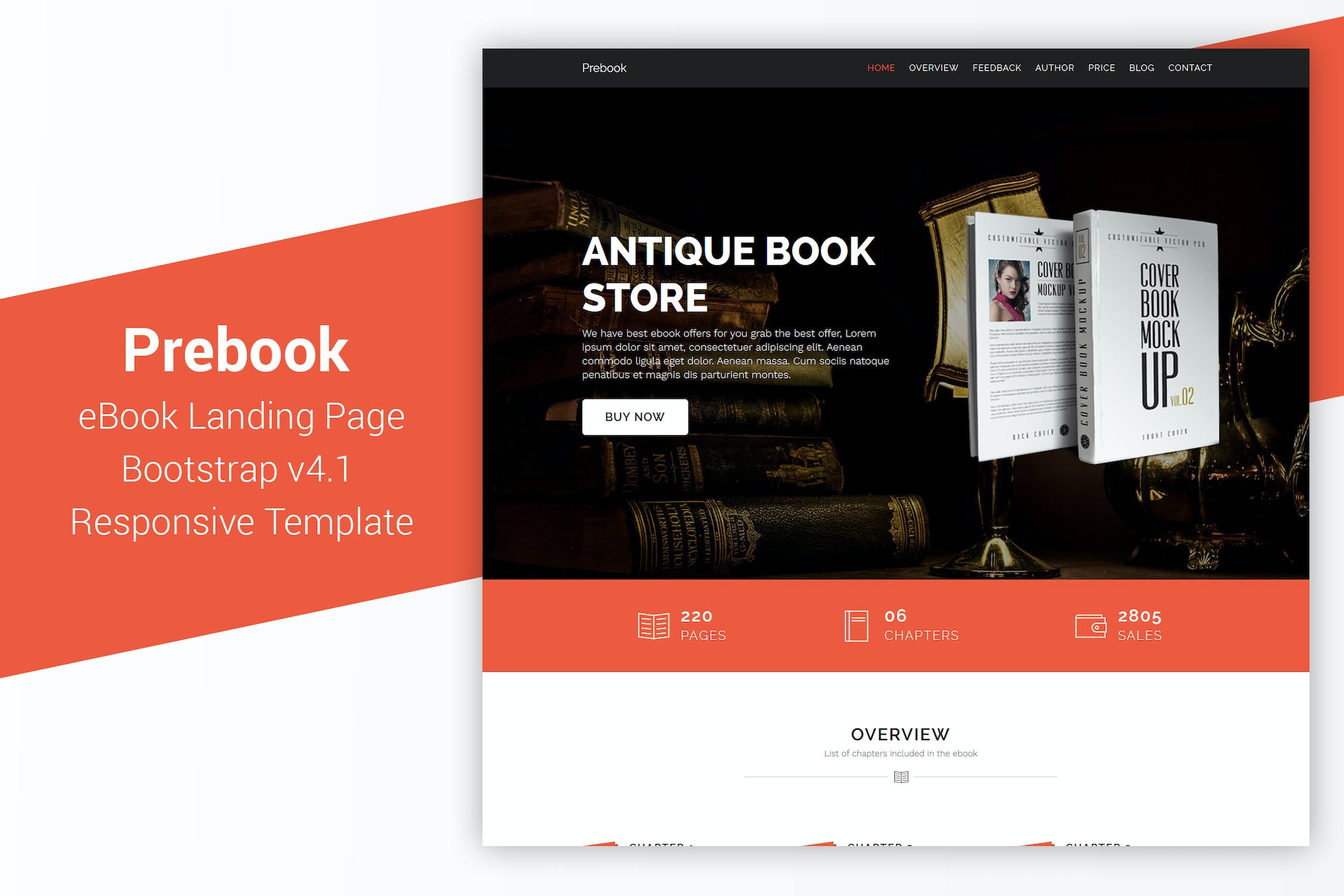 Prebook – eBook Landing Page Responsive Bootstrap