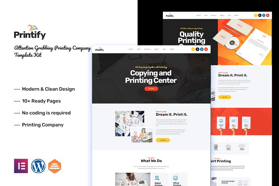 Printify –  Printing Company Elementor Template Kit