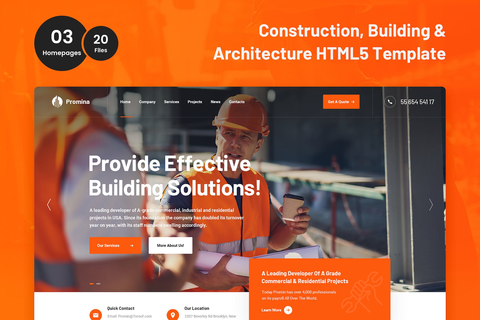 Promina – Construction and Building HTML5 Template