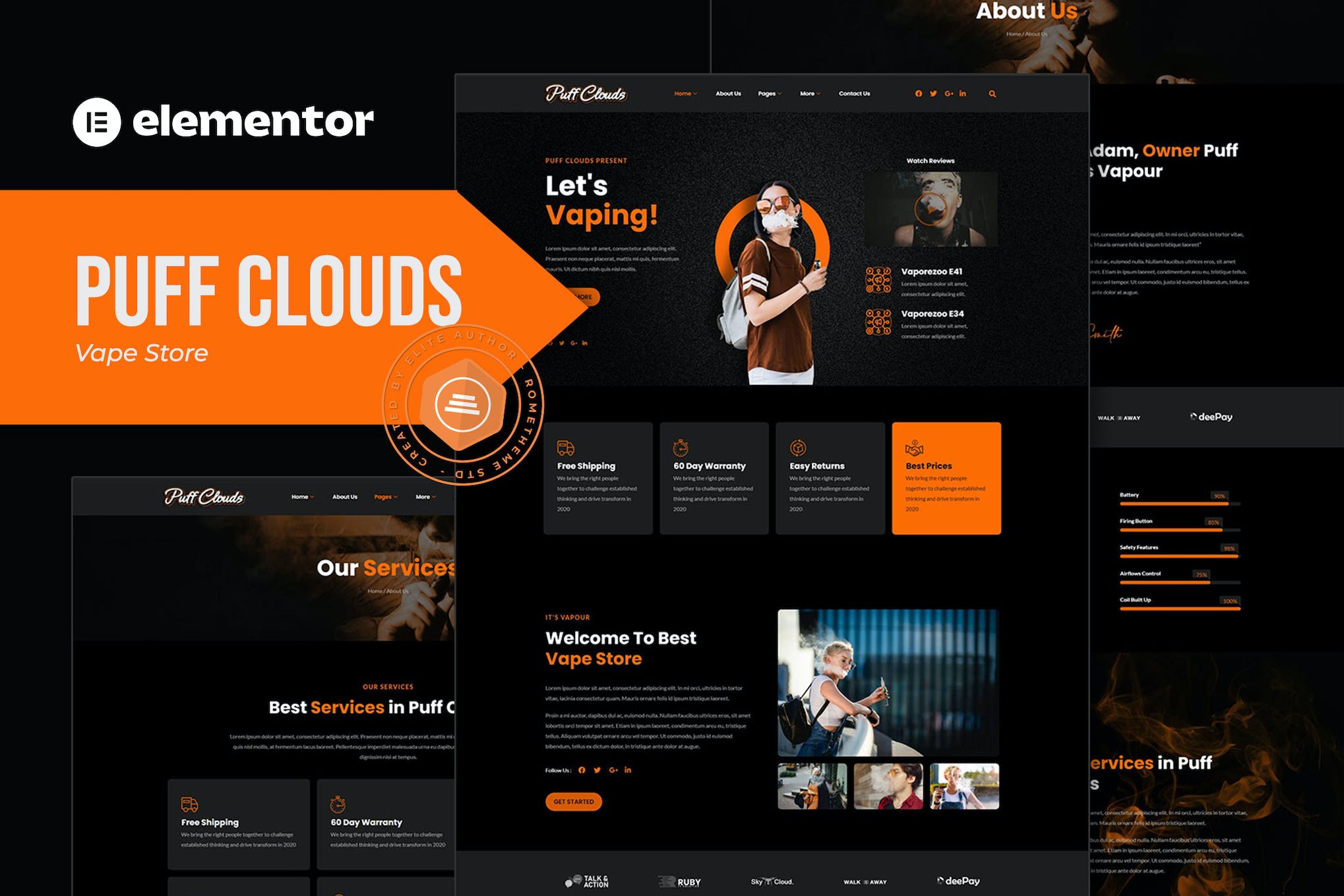 Puff Clouds – Vape Store Elementor Template kit