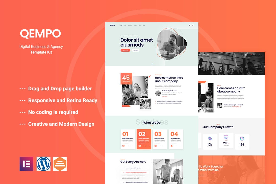 Qempo – Digital Service Agency Elementor Template Kit