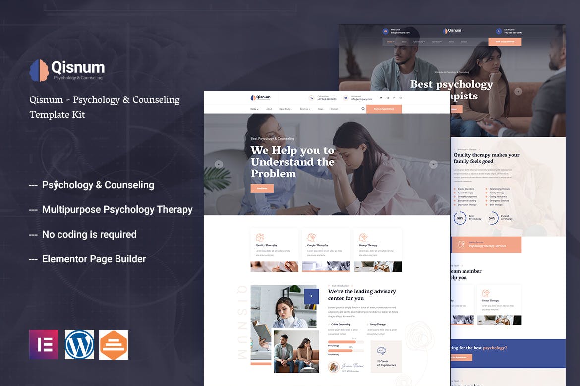 Qisnum – Psychology & Counseling Elementor Template Kit