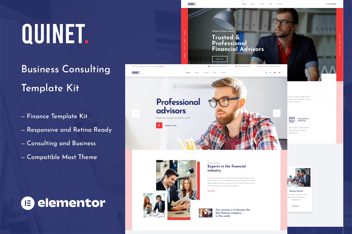 Quinet – Business Consulting Elementor Template Kit