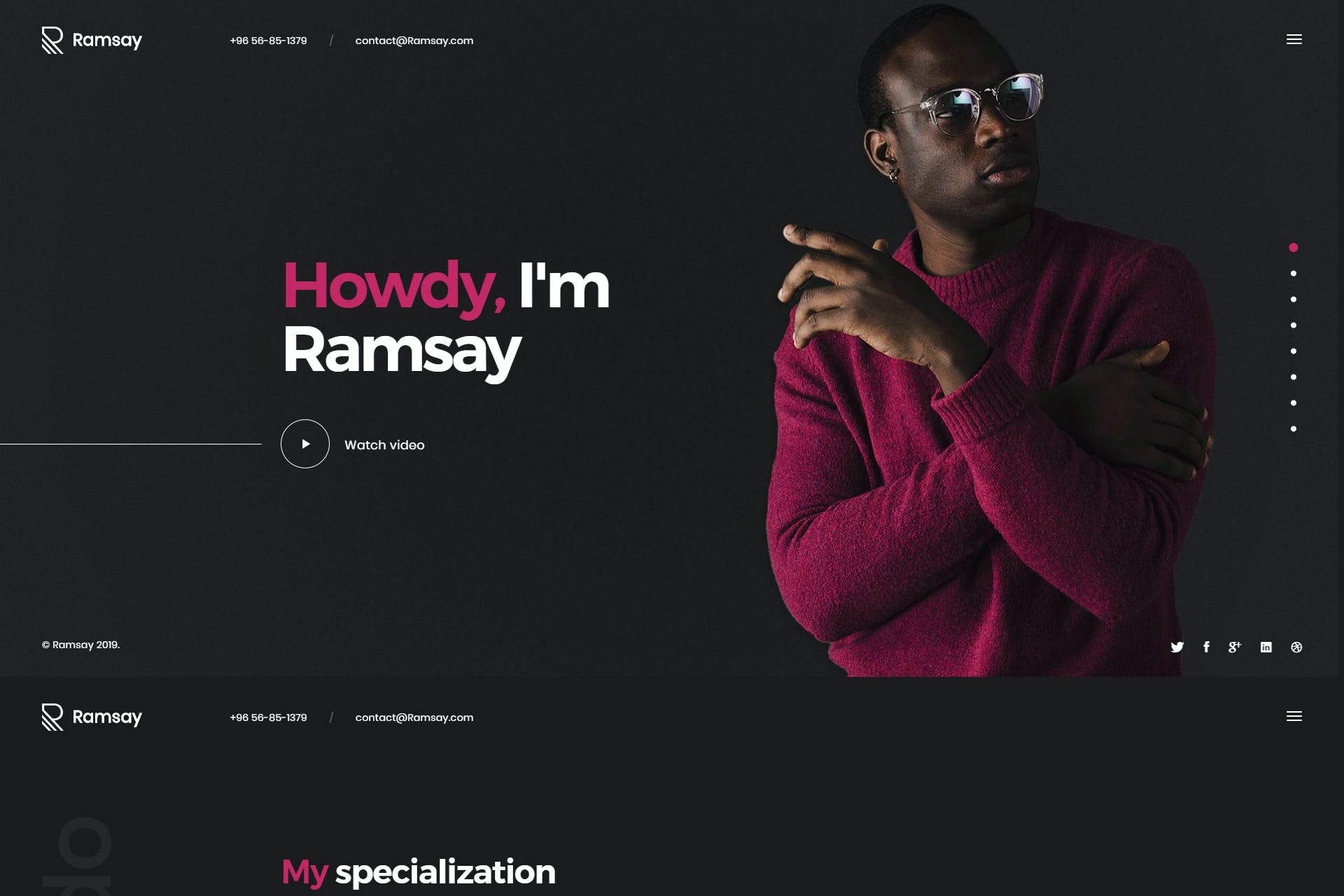 Ramsay – Personal Onepage HTML Template