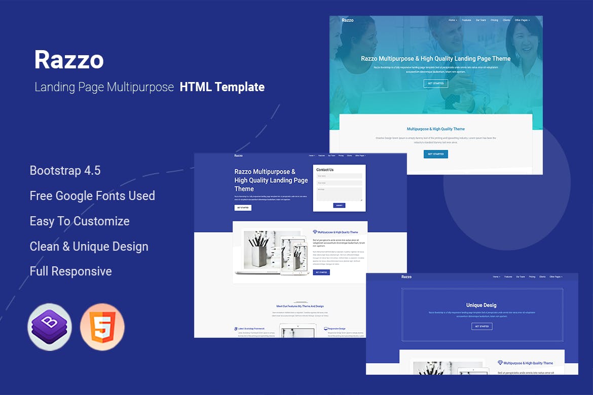 Razzo – Multipurpose Responsive Bootstrap Landing