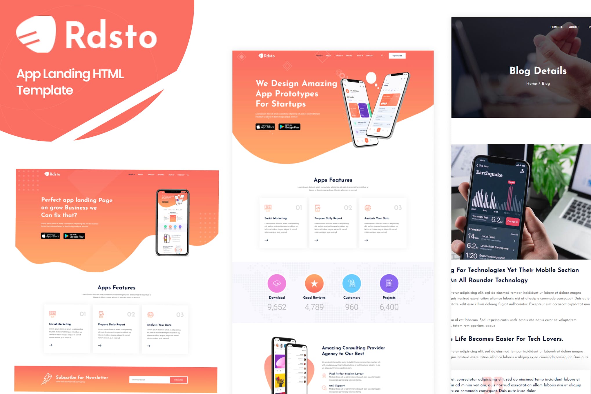 Rdsto – App Landing HTML Template