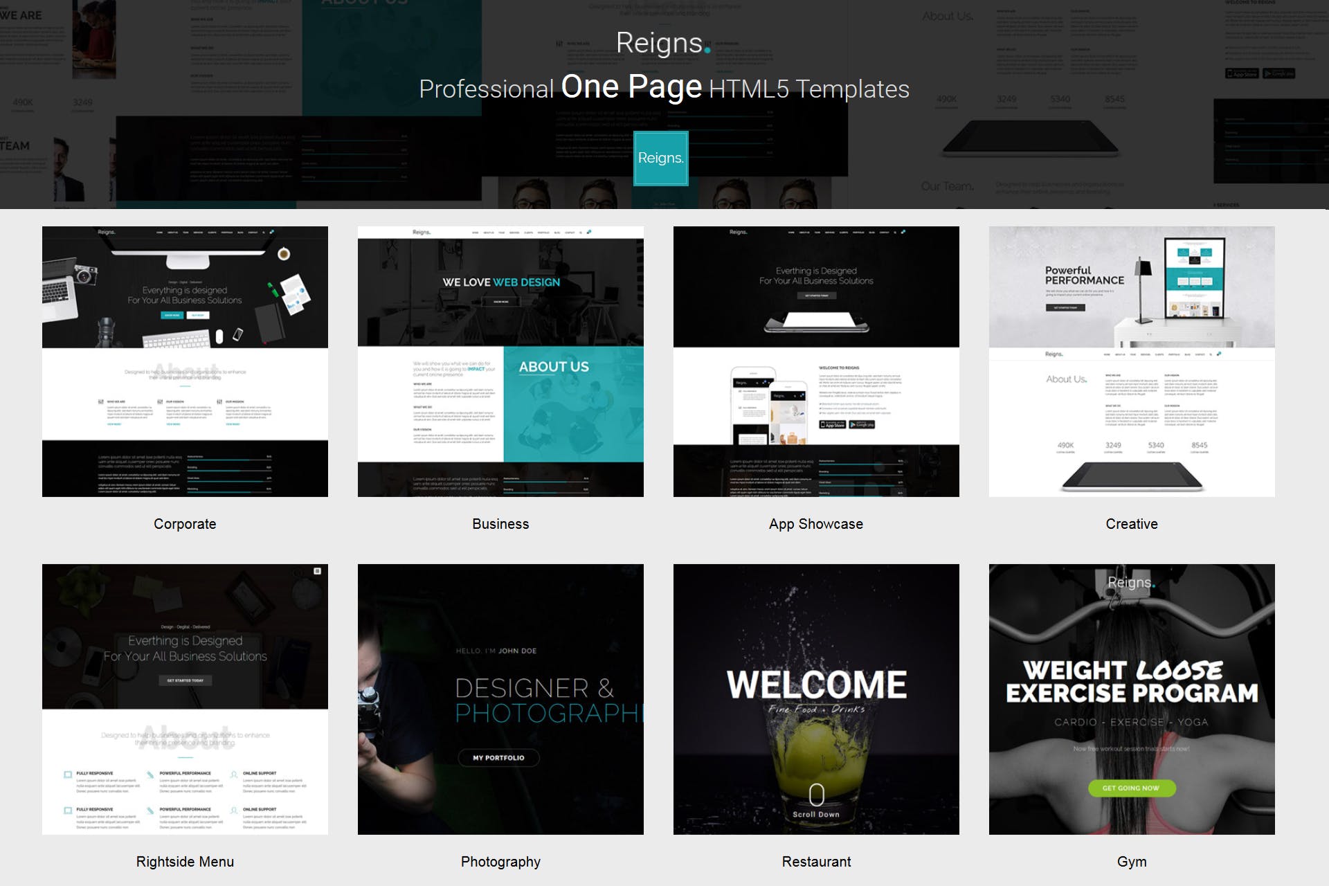 Reigns – Professional One Page HTML5 Templates