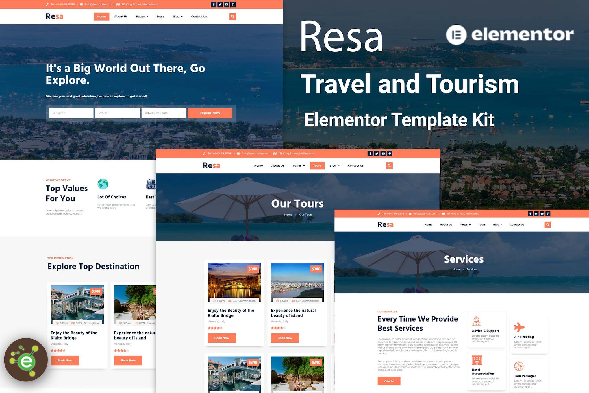 Resa – Travel & Tourism Elementor Template Kit