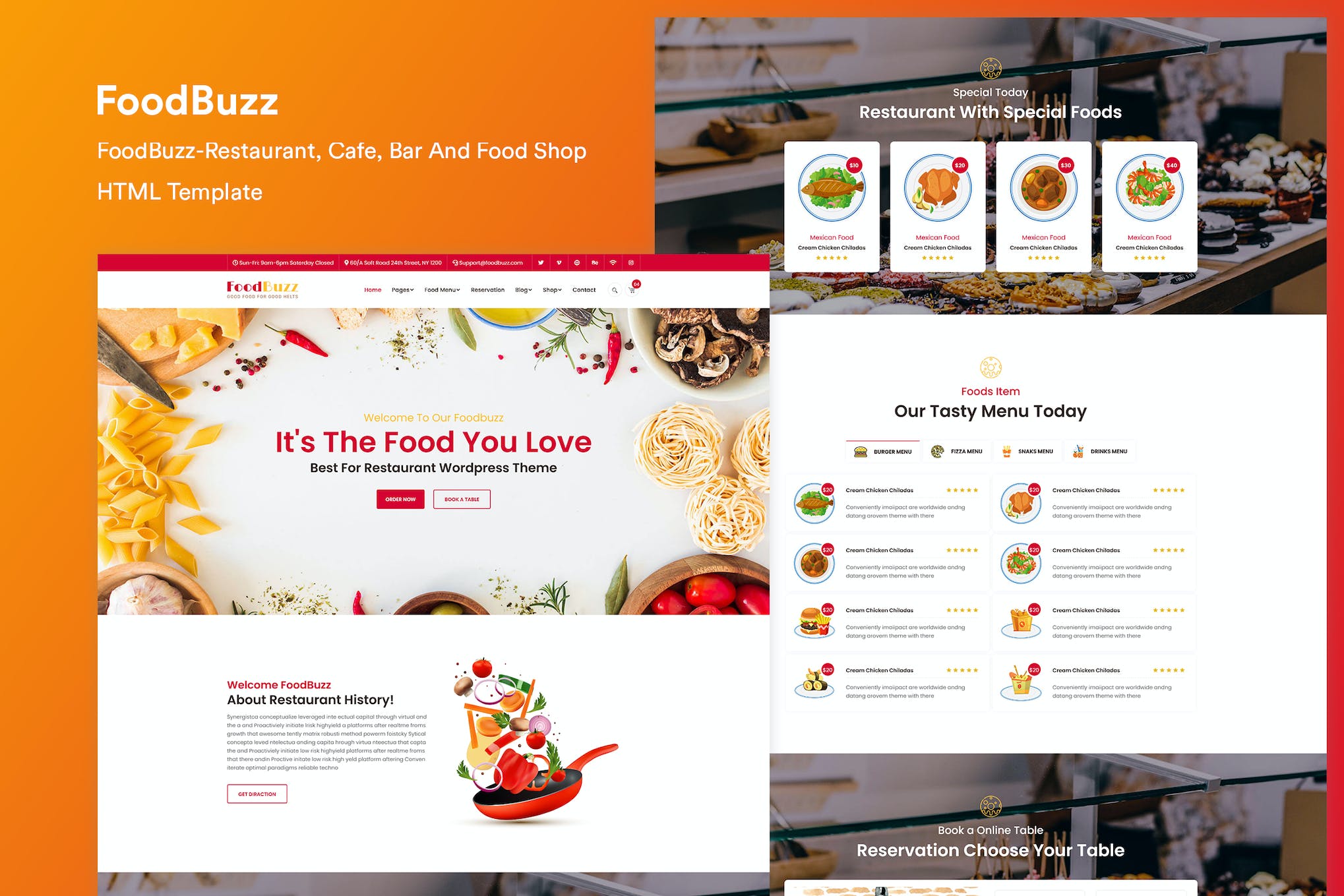 Restaurant, Cafe, Bar and Food shop HTML Template